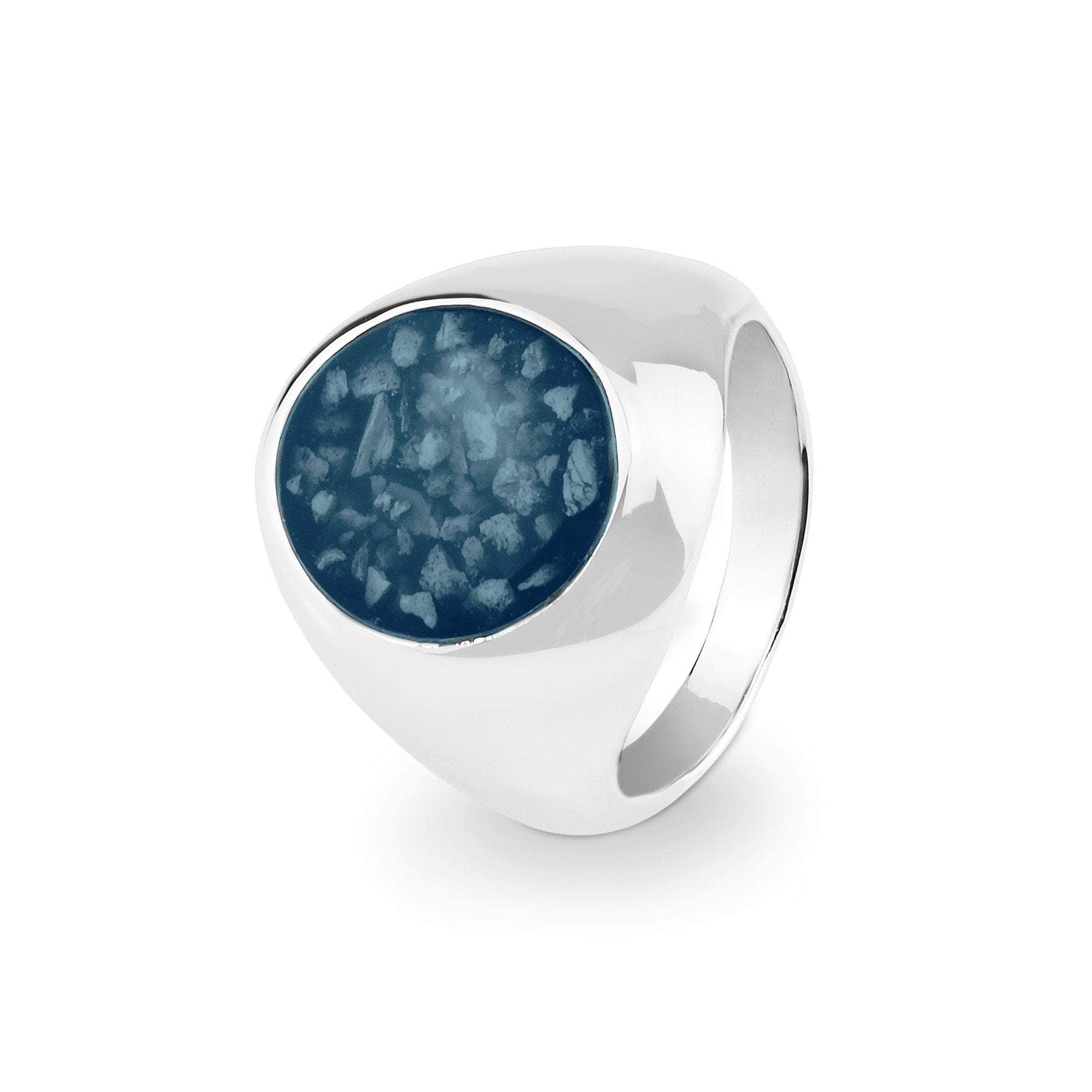 EverWith Gents Signet Memorial Ashes Ring Blue