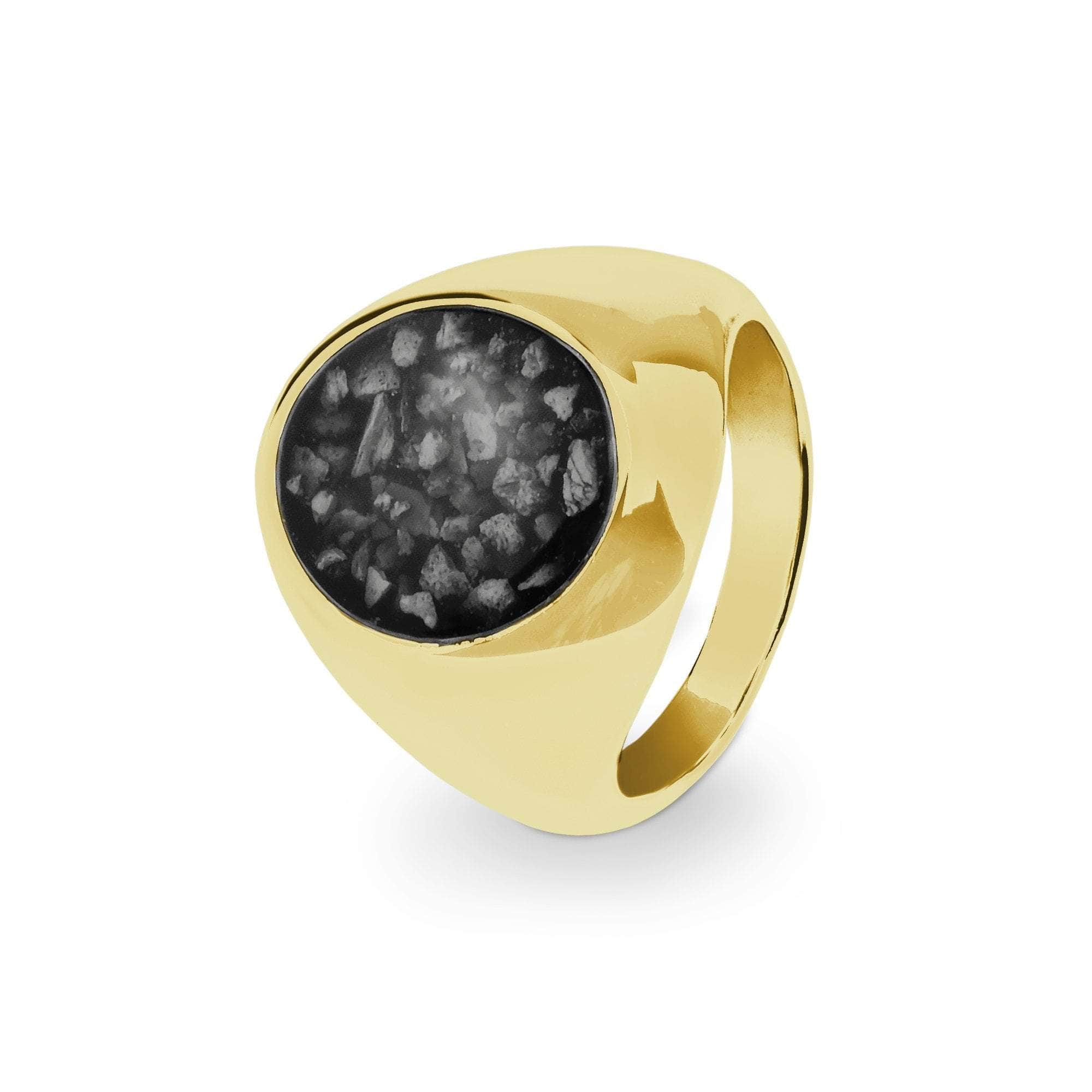 EverWith Gents Signet Memorial Ashes Ring 9k Yellow Gold Black