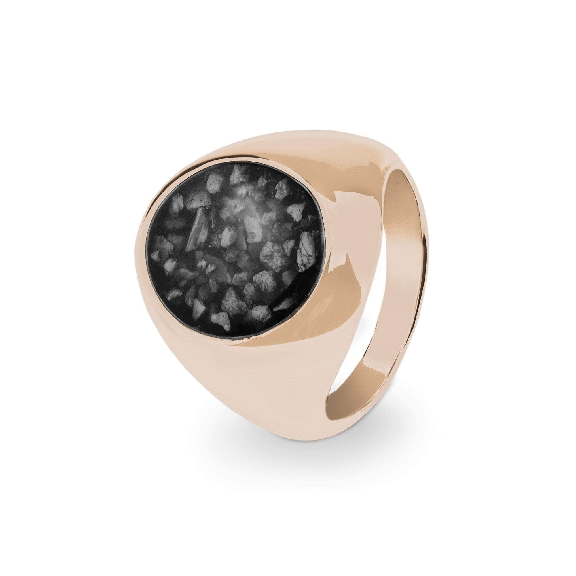 EverWith Gents Signet Memorial Ashes Ring 9k Rose Gold Black