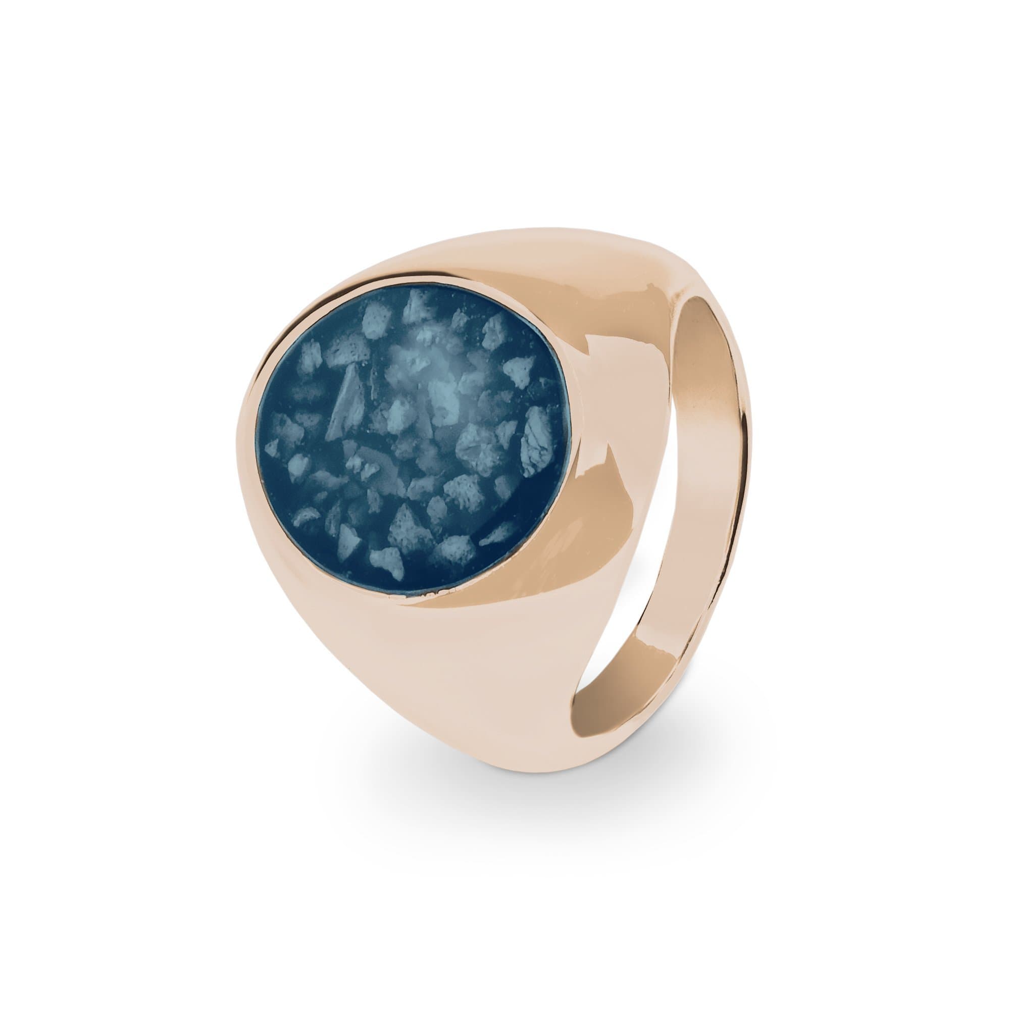 EverWith Gents Signet Memorial Ashes Ring 9k Rose Gold Blue