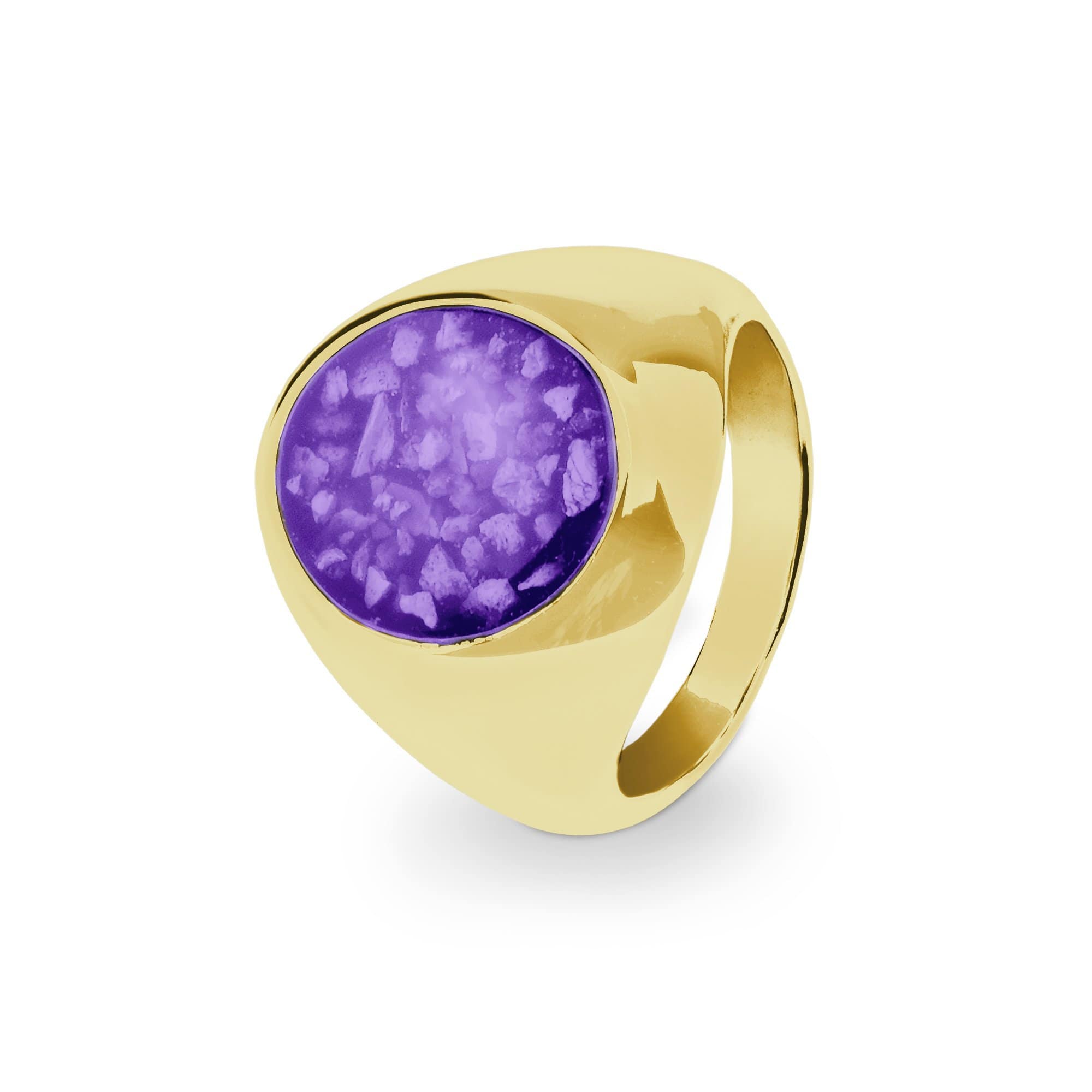EverWith Gents Signet Memorial Ashes Ring 9k Yellow Gold Purple