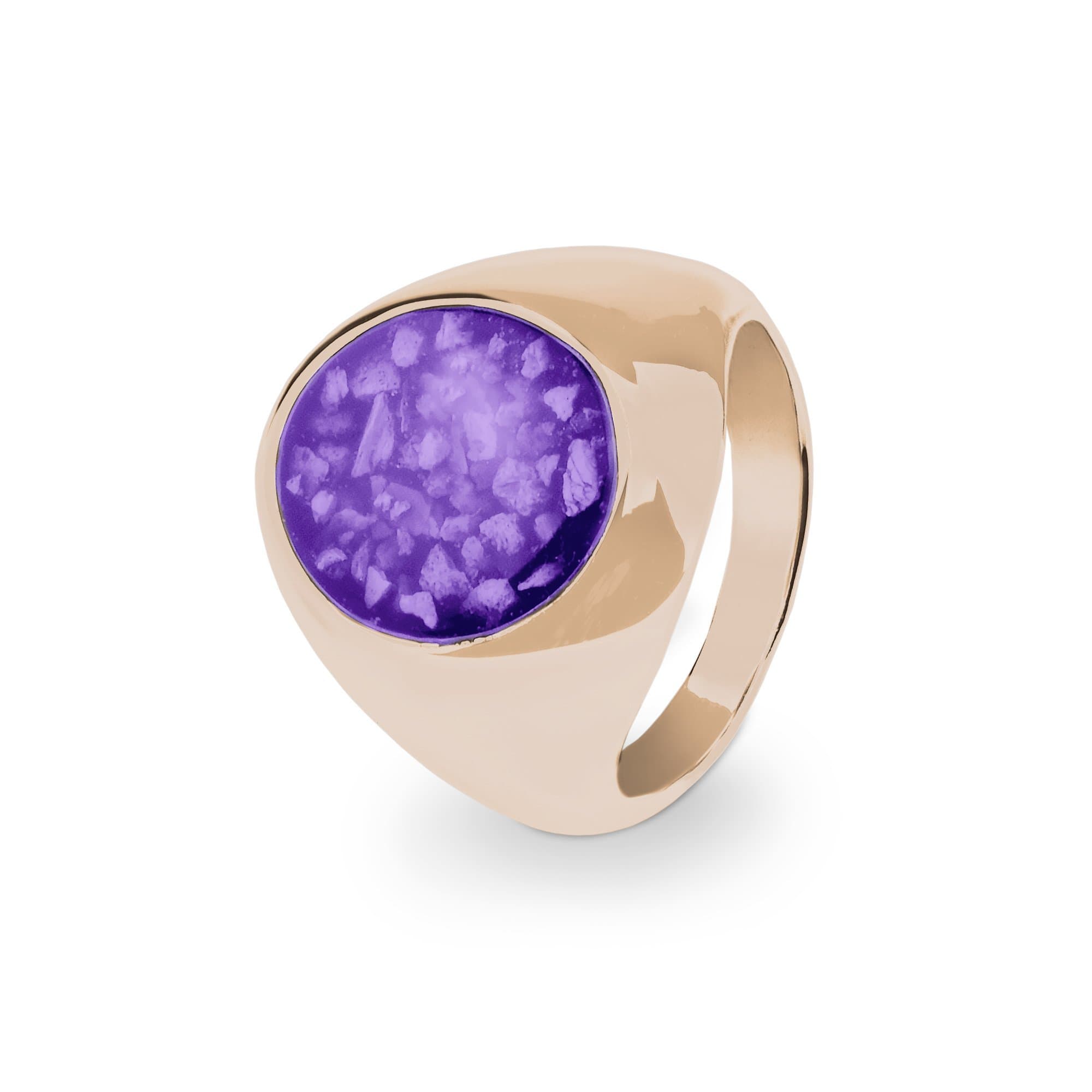 EverWith Gents Signet Memorial Ashes Ring 9k Rose Gold Purple