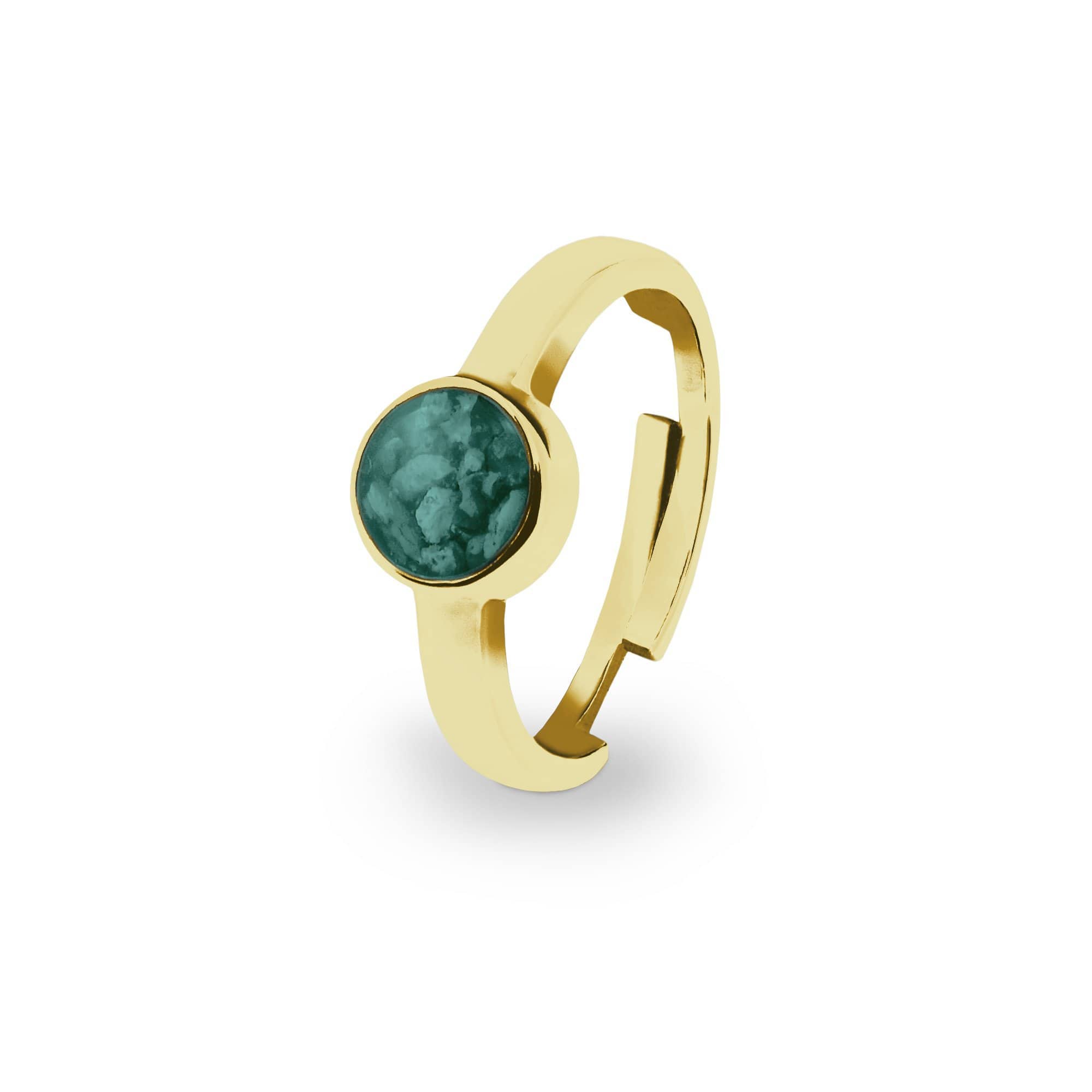 EverWith Ladies Multisize Round Memorial Ashes Ring 9k Yellow Gold Aqua