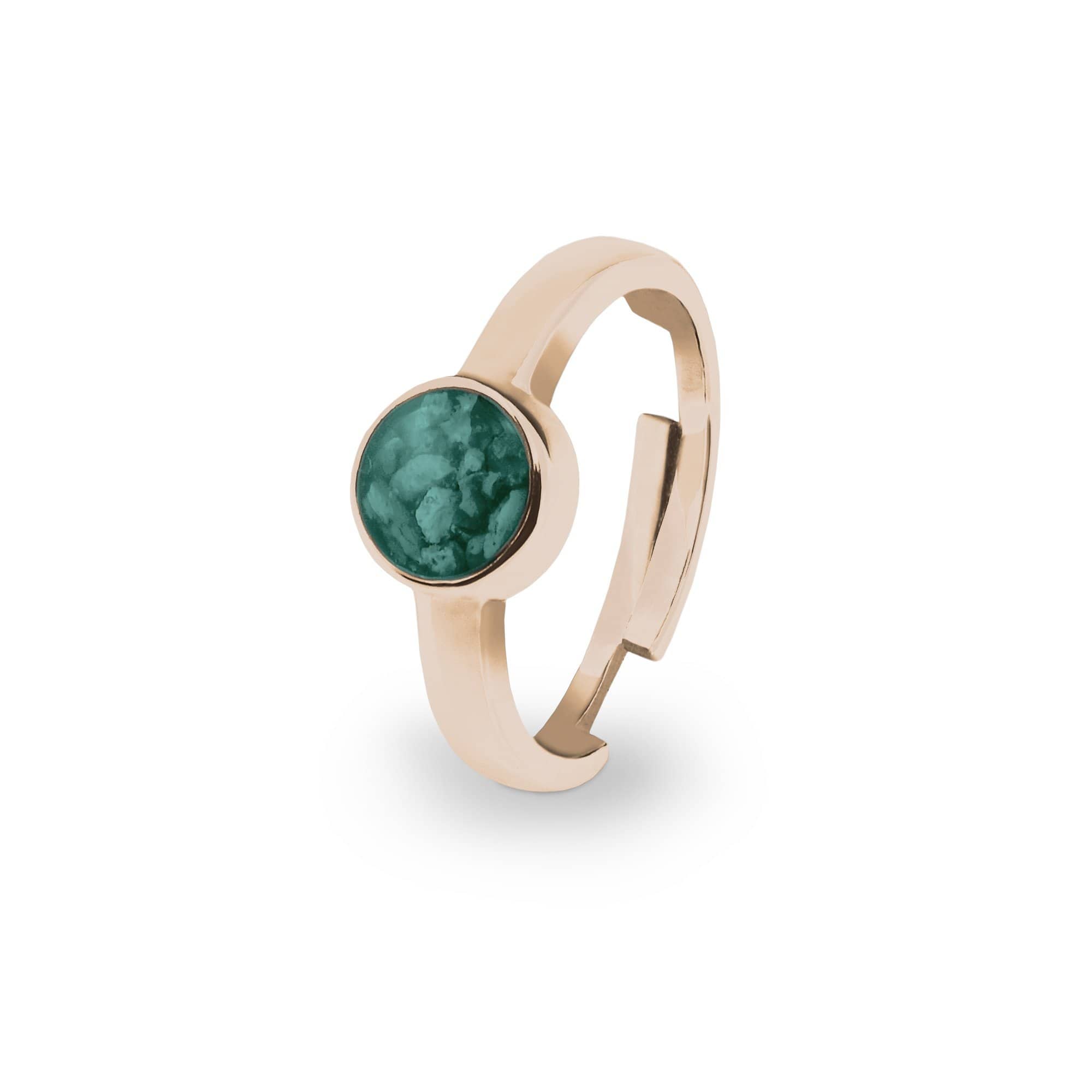 EverWith Ladies Multisize Round Memorial Ashes Ring 9k Rose Gold Aqua