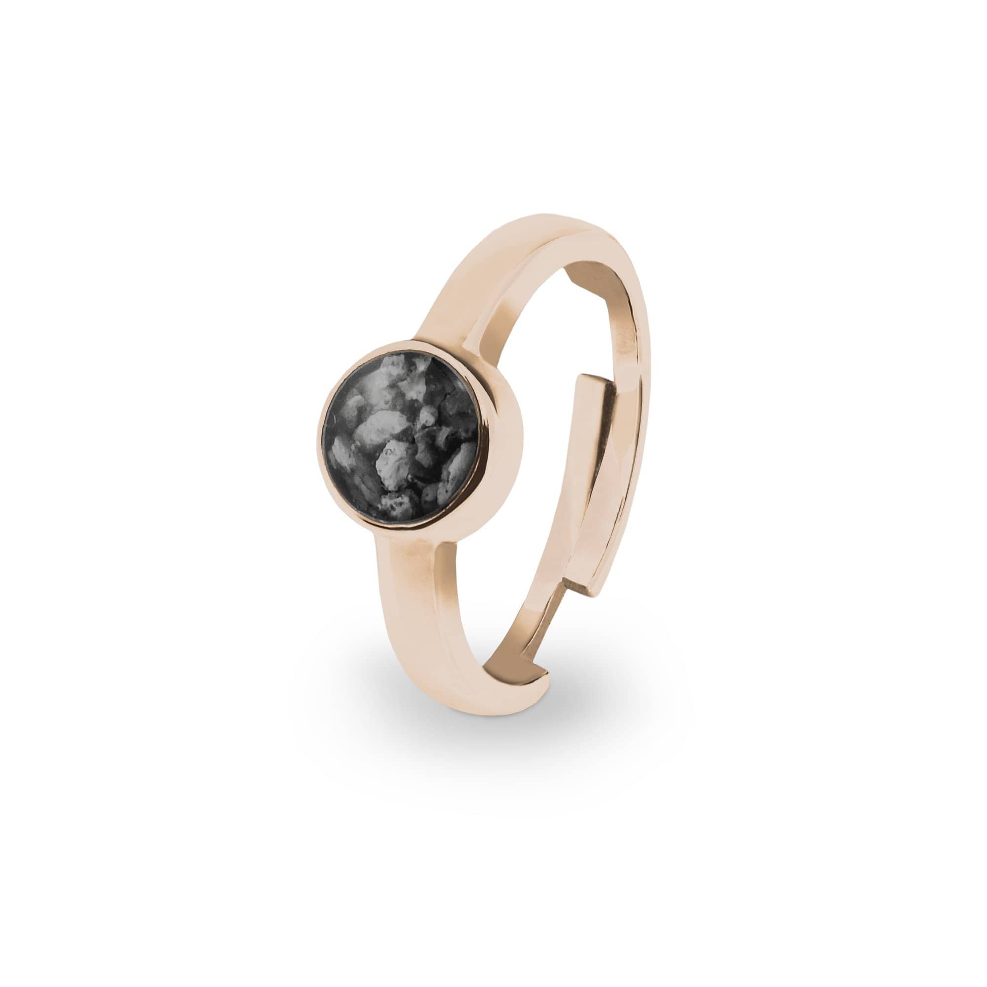 EverWith Ladies Multisize Round Memorial Ashes Ring 9k Rose Gold Black
