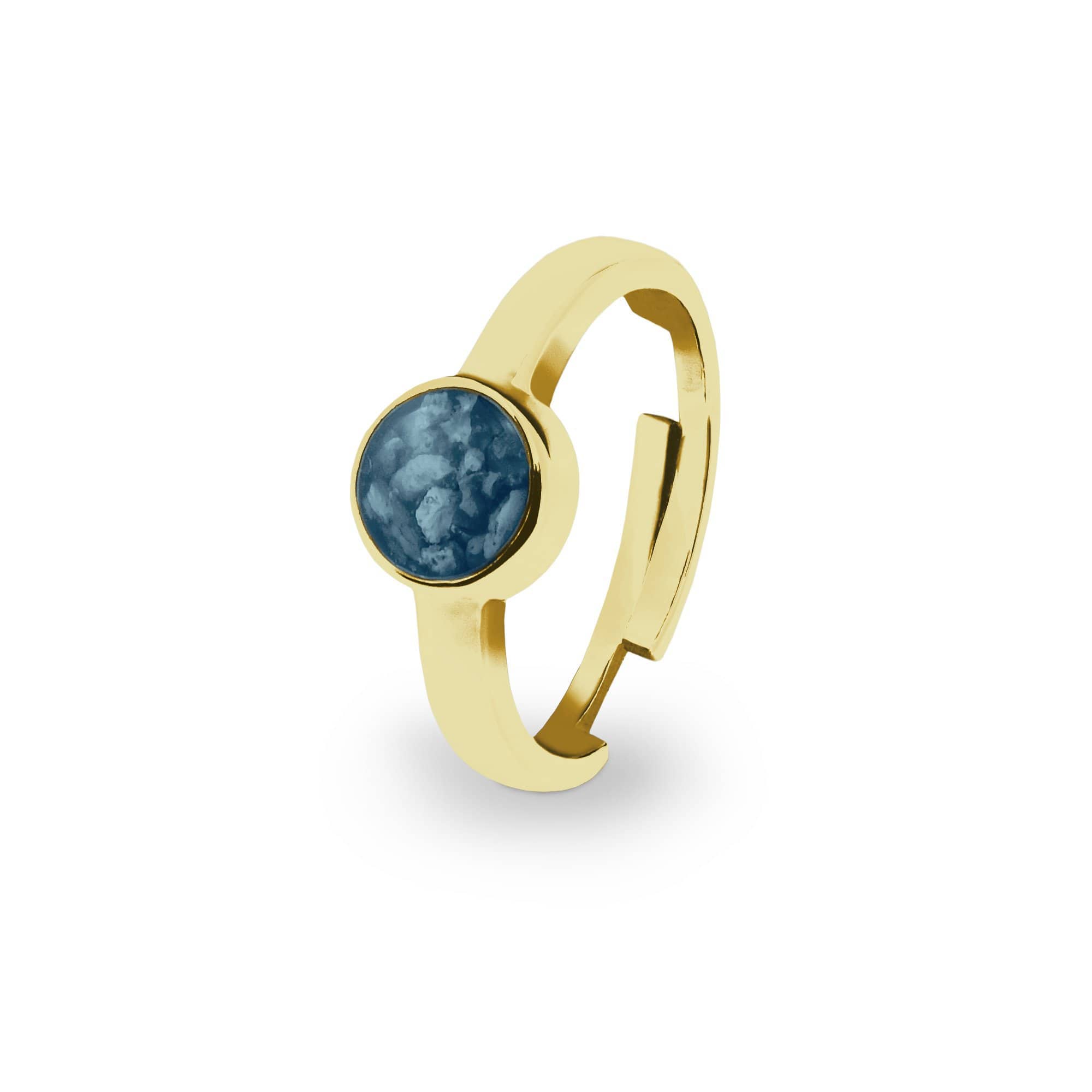 EverWith Ladies Multisize Round Memorial Ashes Ring 9k Yellow Gold Blue