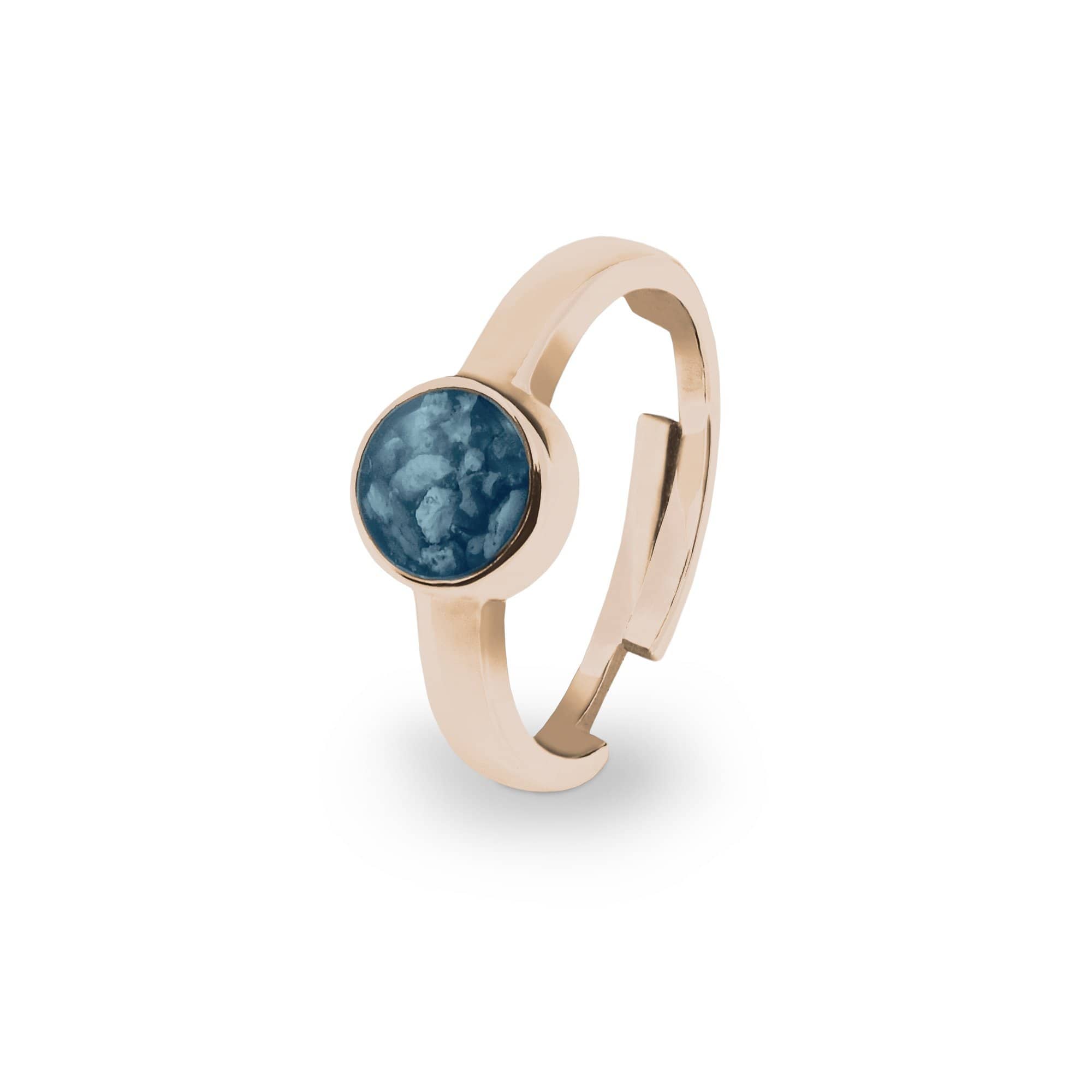EverWith Ladies Multisize Round Memorial Ashes Ring 9k Rose Gold Blue