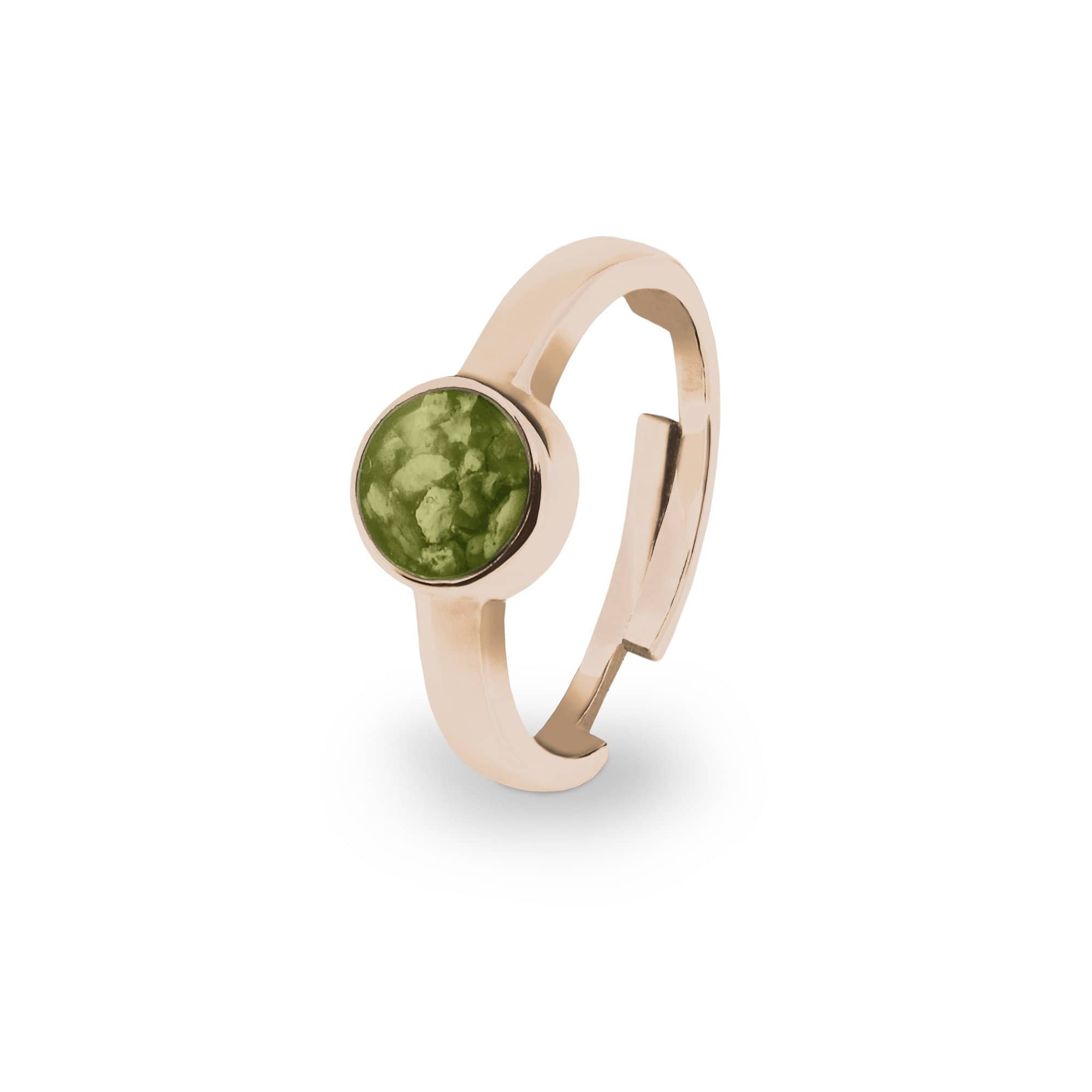 EverWith Ladies Multisize Round Memorial Ashes Ring 9k Rose Gold Green