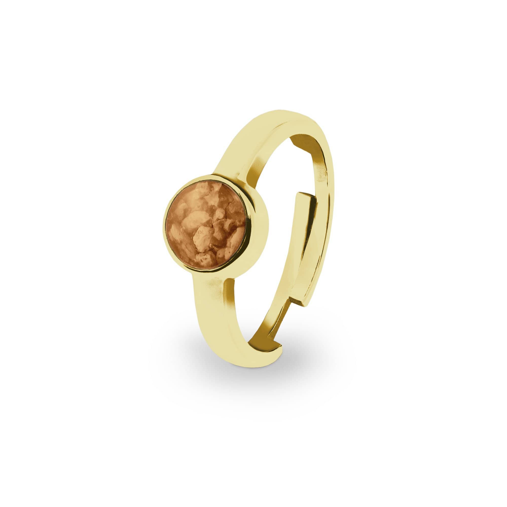 EverWith Ladies Multisize Round Memorial Ashes Ring 9k Yellow Gold Orange