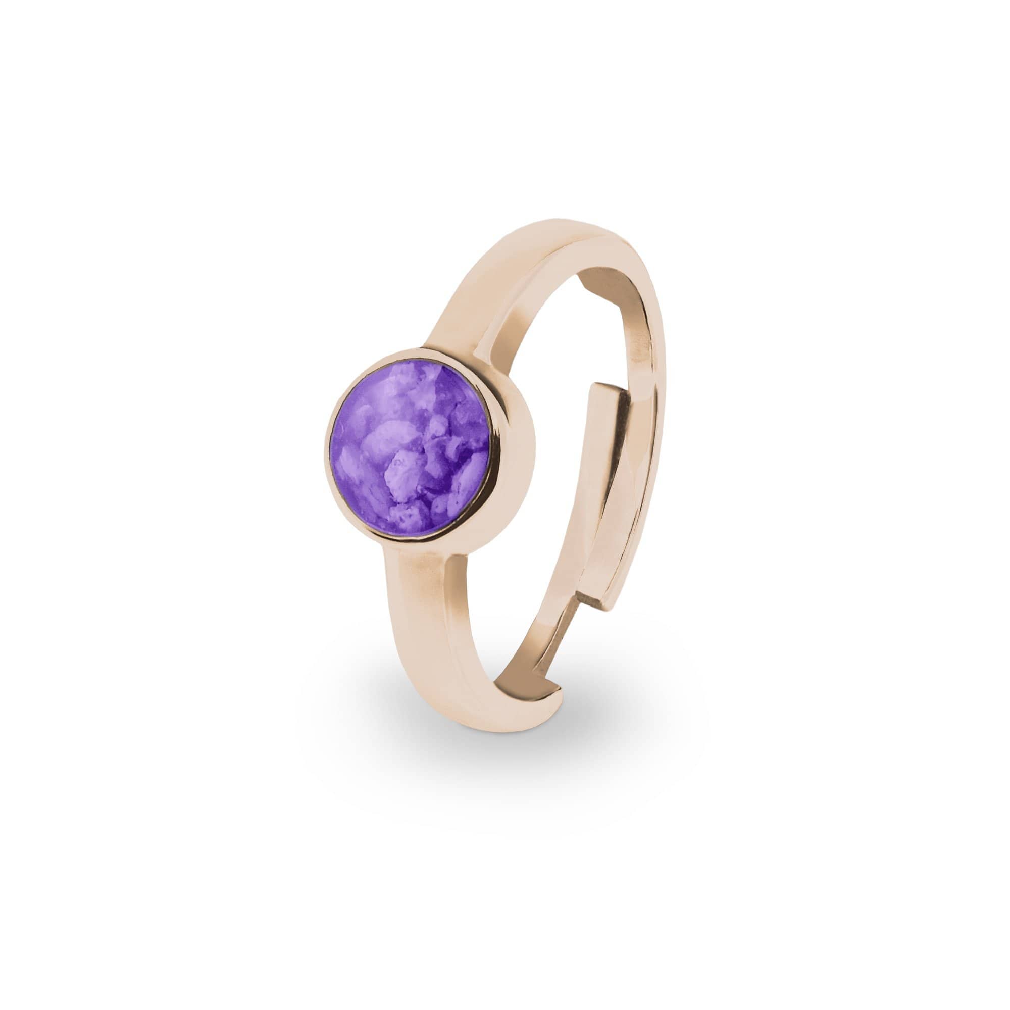 EverWith Ladies Multisize Round Memorial Ashes Ring 9k Rose Gold Purple