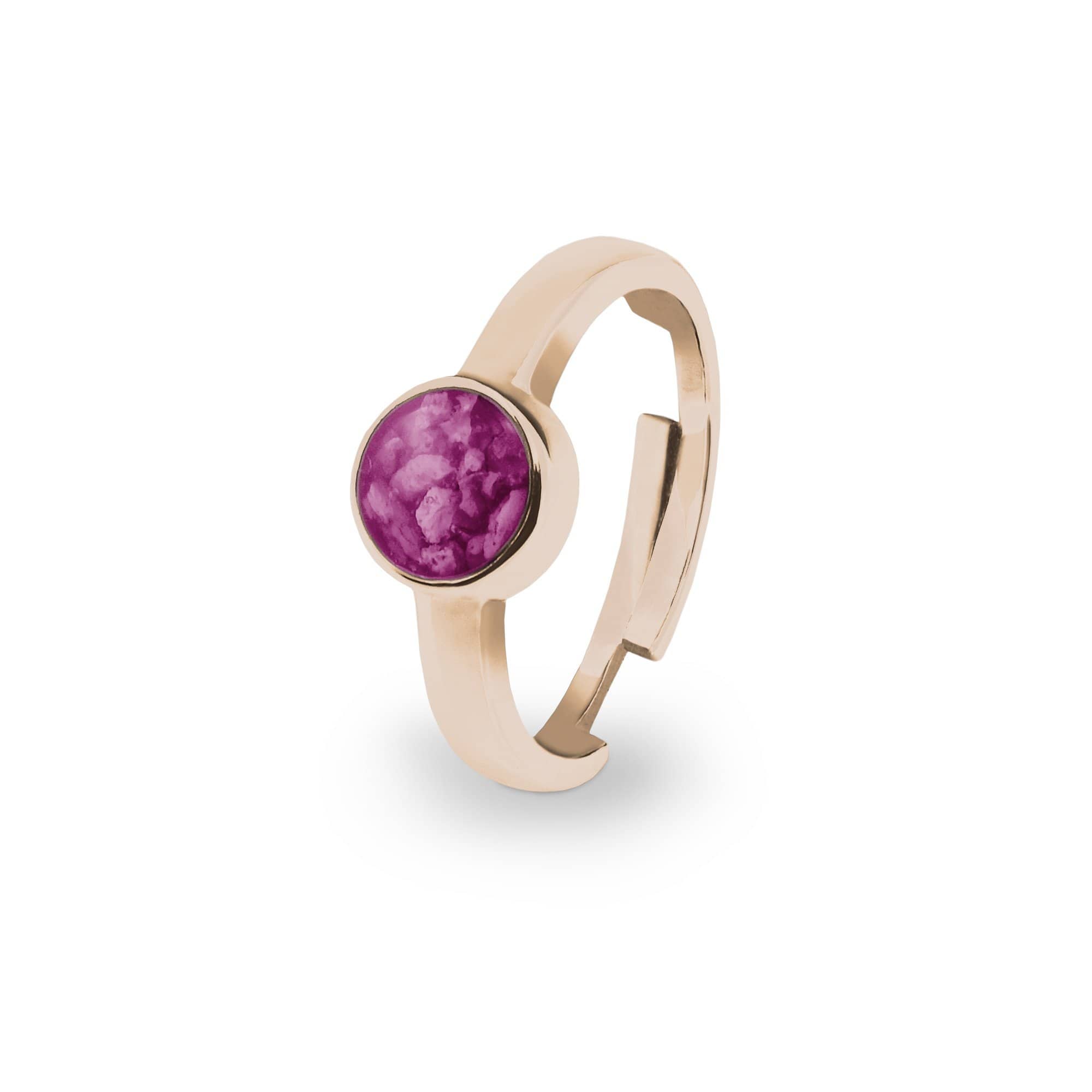 EverWith Ladies Multisize Round Memorial Ashes Ring 9k Rose Gold Violet