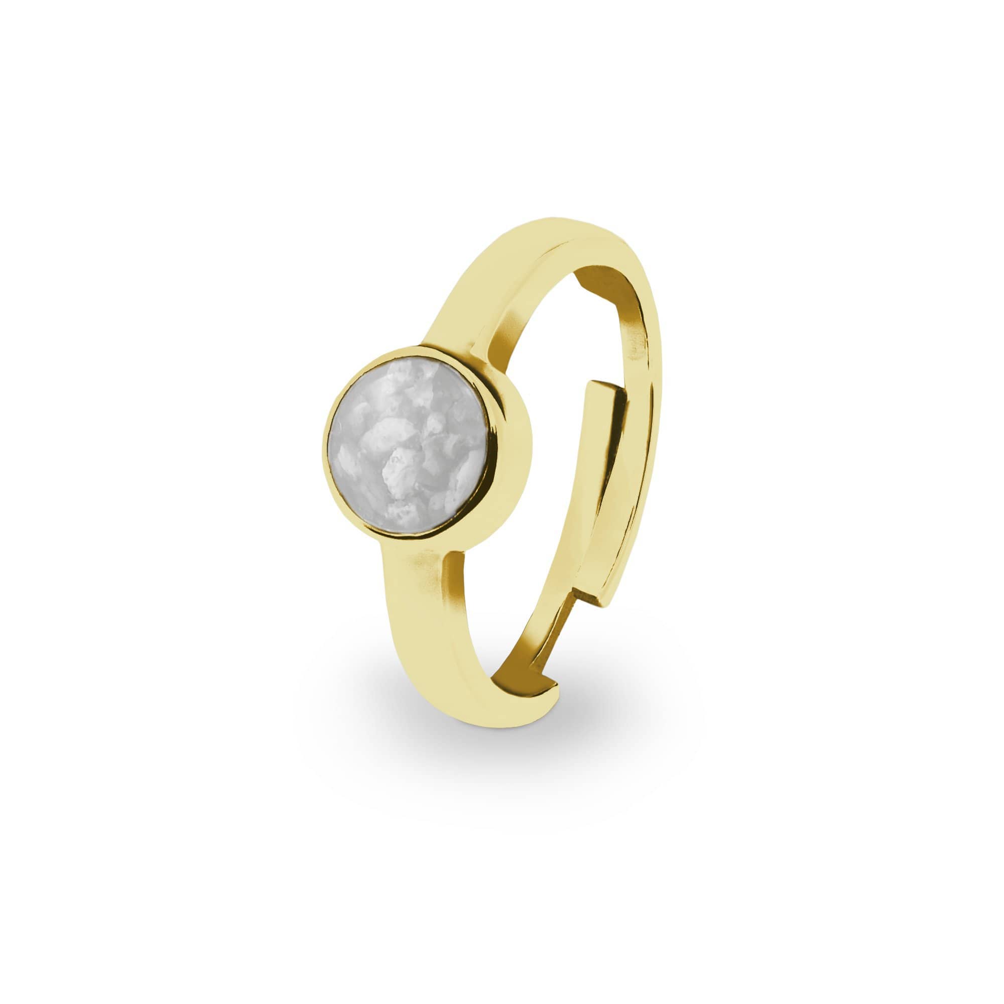 EverWith Ladies Multisize Round Memorial Ashes Ring 9k Yellow Gold White