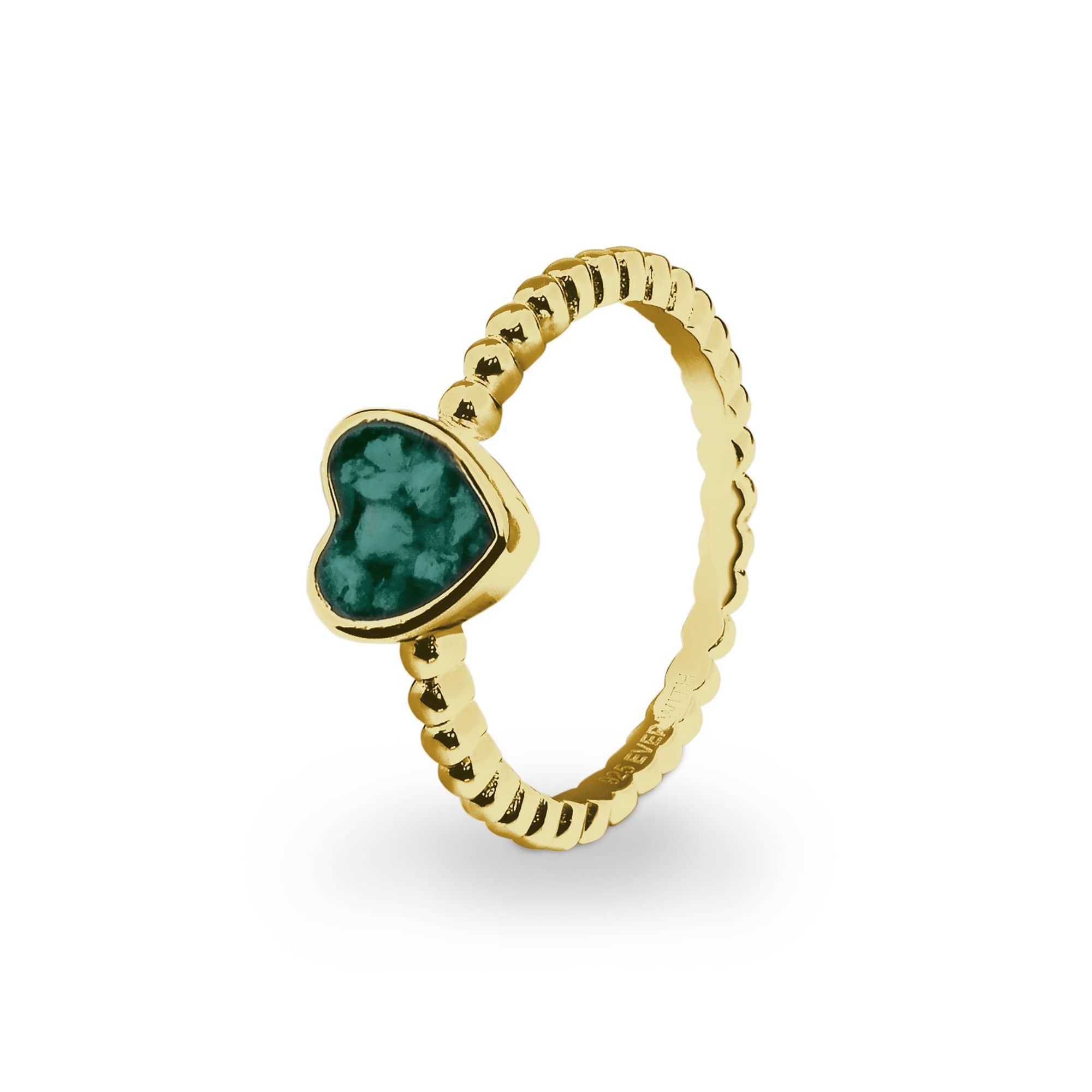 EverWith Ladies Heart Bubble Band Memorial Ashes Ring 9k Yellow Gold Aqua