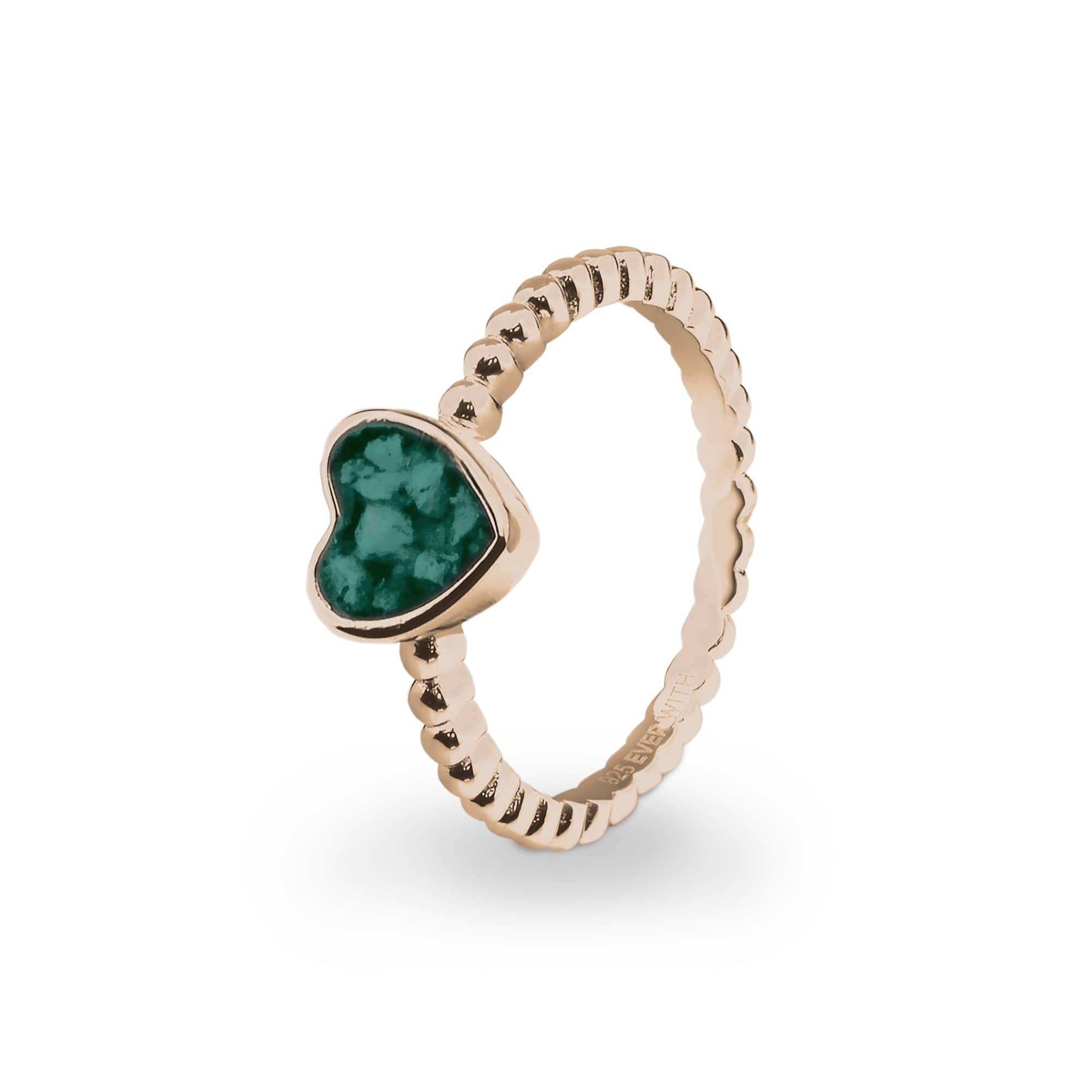 EverWith Ladies Heart Bubble Band Memorial Ashes Ring 9k Rose Gold Aqua
