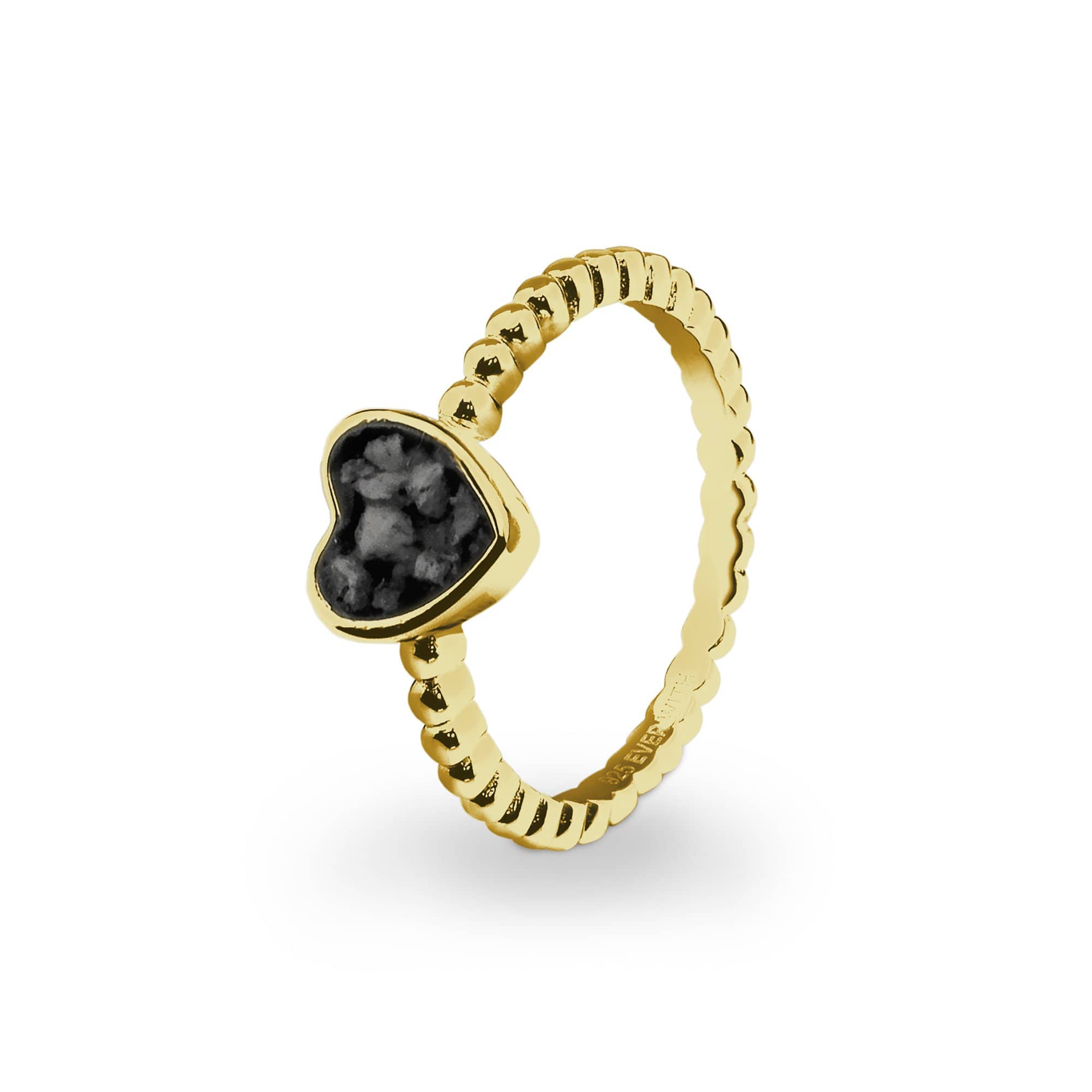 EverWith Ladies Heart Bubble Band Memorial Ashes Ring 9k Yellow Gold Black