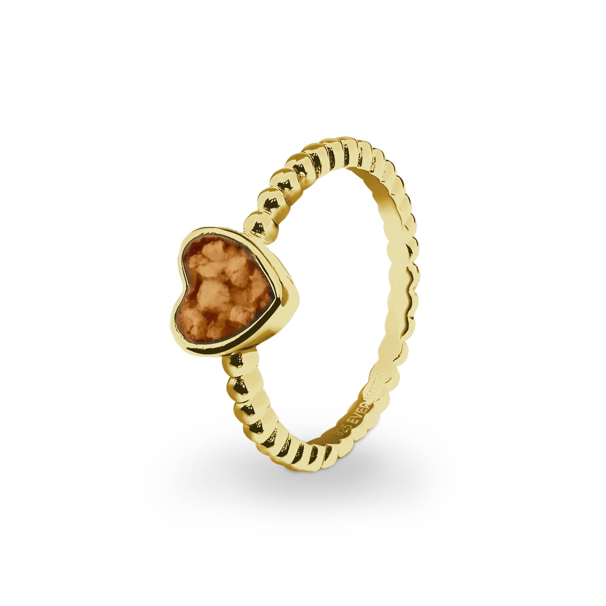 EverWith Ladies Heart Bubble Band Memorial Ashes Ring 9k Yellow Gold Orange