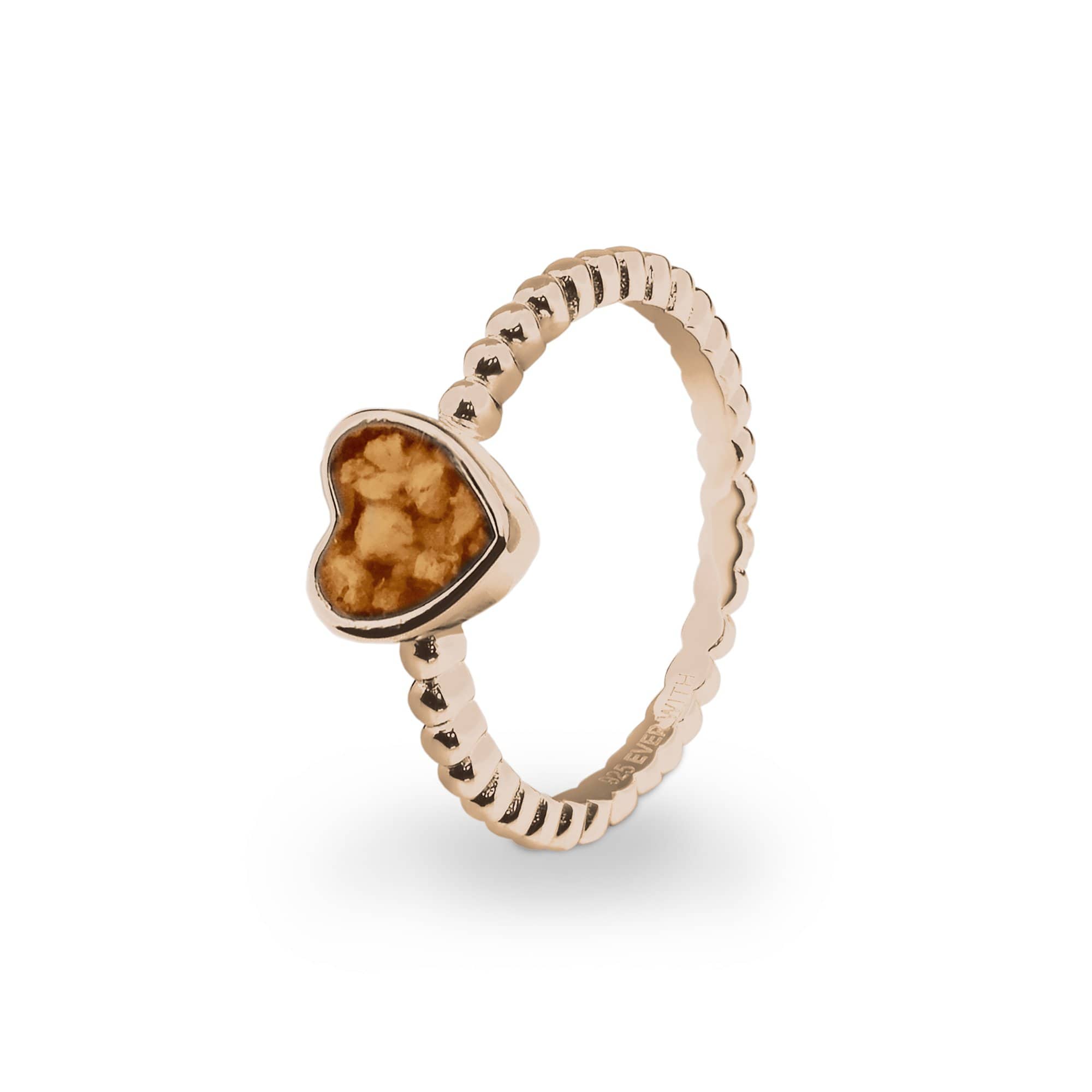 EverWith Ladies Heart Bubble Band Memorial Ashes Ring 9k Rose Gold Orange