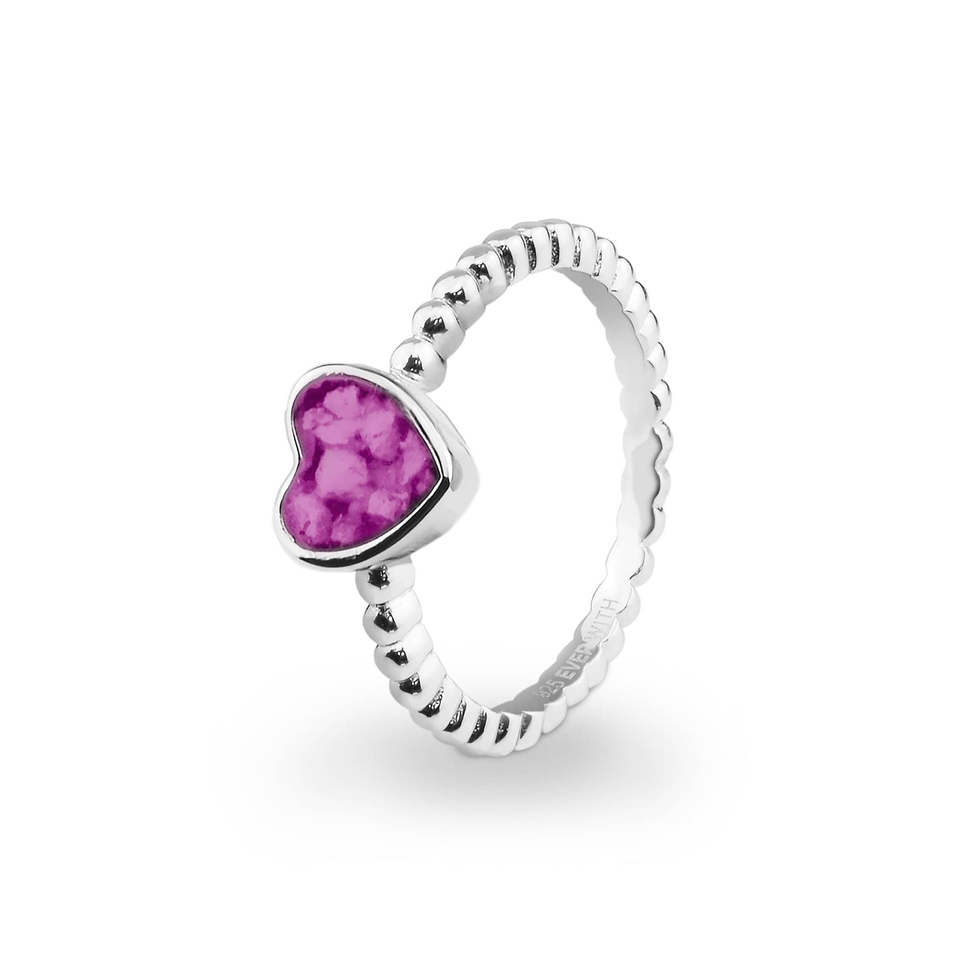 EverWith Ladies Heart Bubble Band Memorial Ashes Ring Pink
