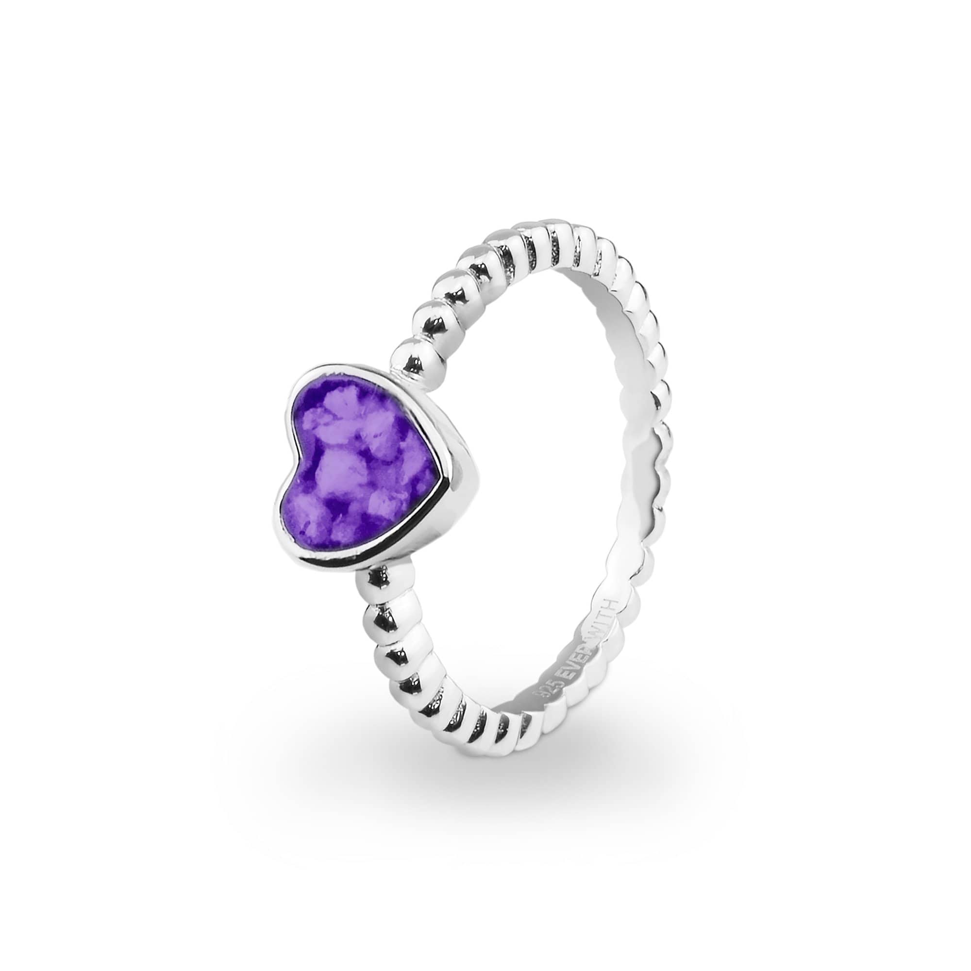EverWith Ladies Heart Bubble Band Memorial Ashes Ring Purple