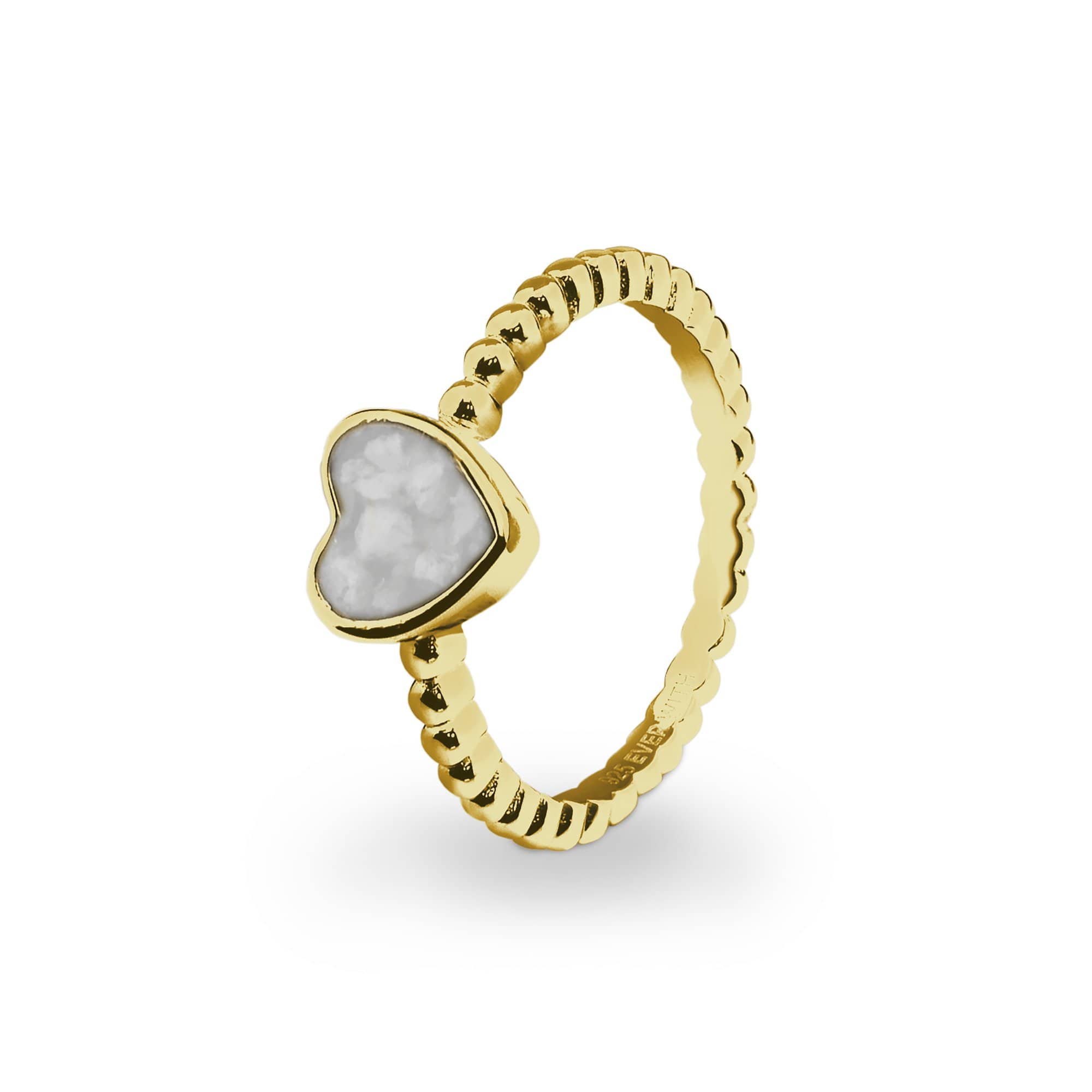 EverWith Ladies Heart Bubble Band Memorial Ashes Ring 9k Yellow Gold White