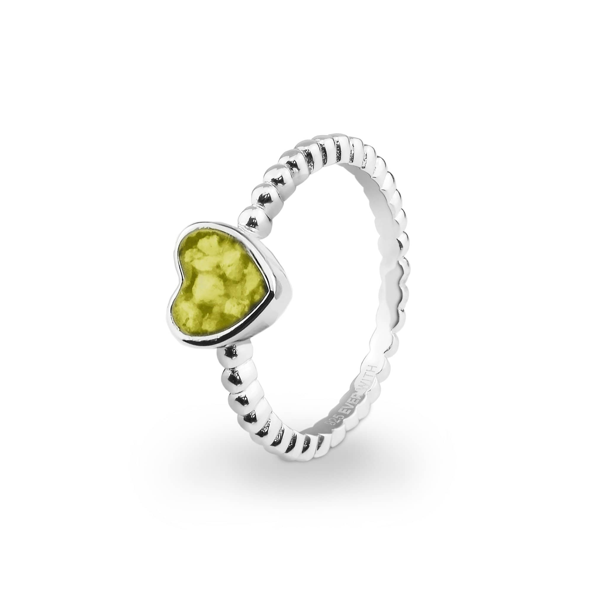 EverWith Ladies Heart Bubble Band Memorial Ashes Ring Yellow