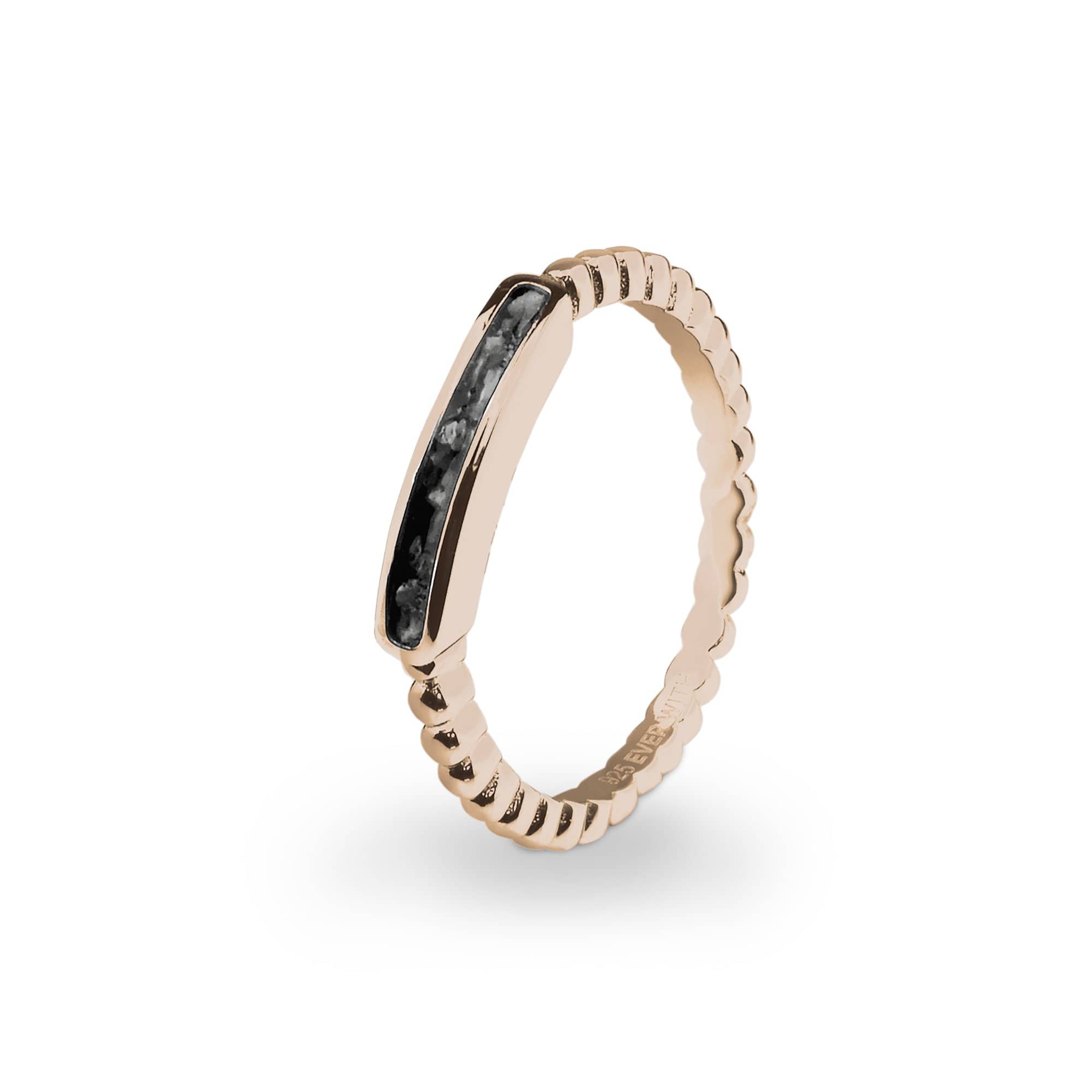 EverWith Ladies Channel Bubble Band Memorial Ashes Ring 9k Rose Gold Black