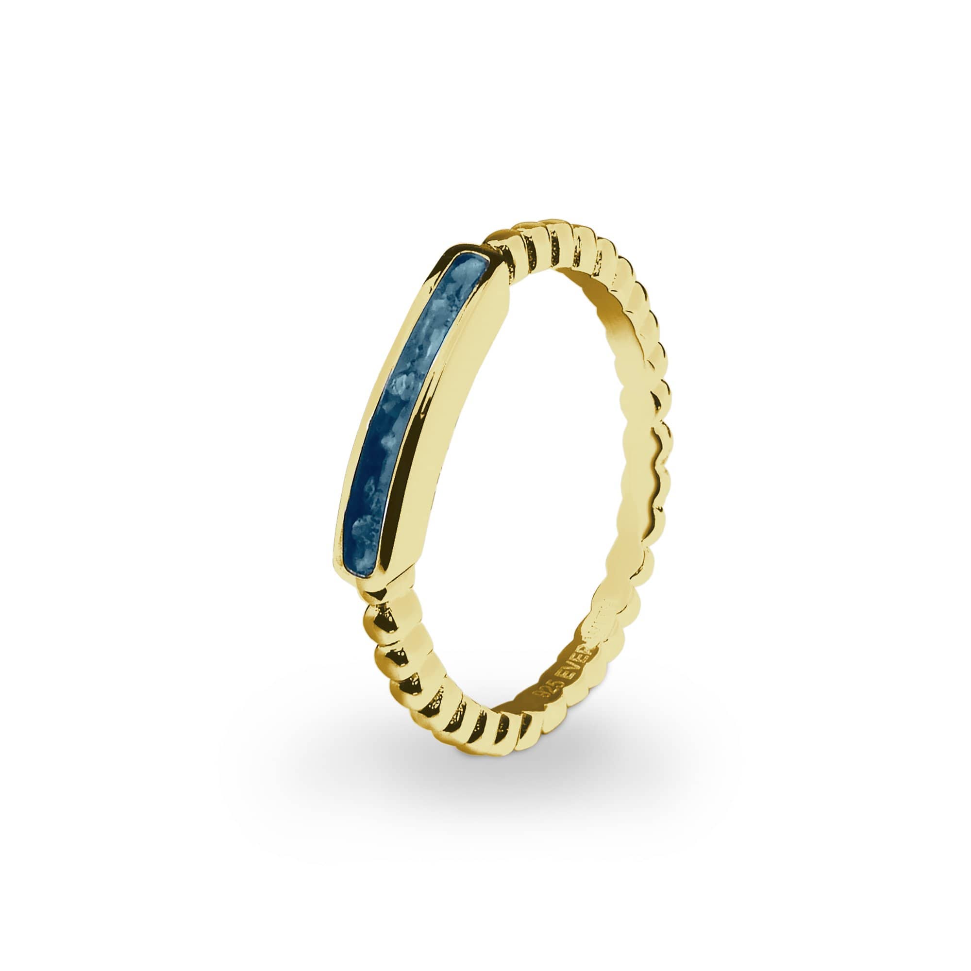 EverWith Ladies Channel Bubble Band Memorial Ashes Ring 9k Yellow Gold Blue