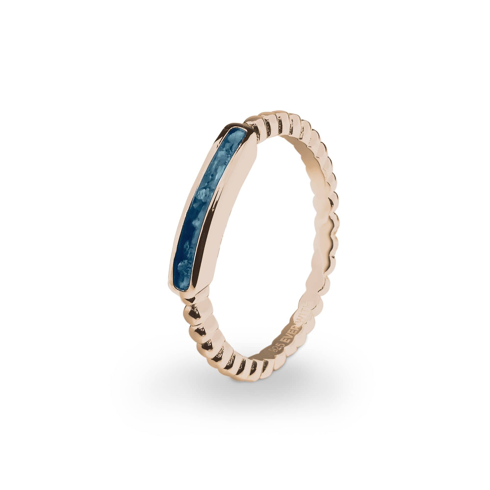 EverWith Ladies Channel Bubble Band Memorial Ashes Ring 9k Rose Gold Blue