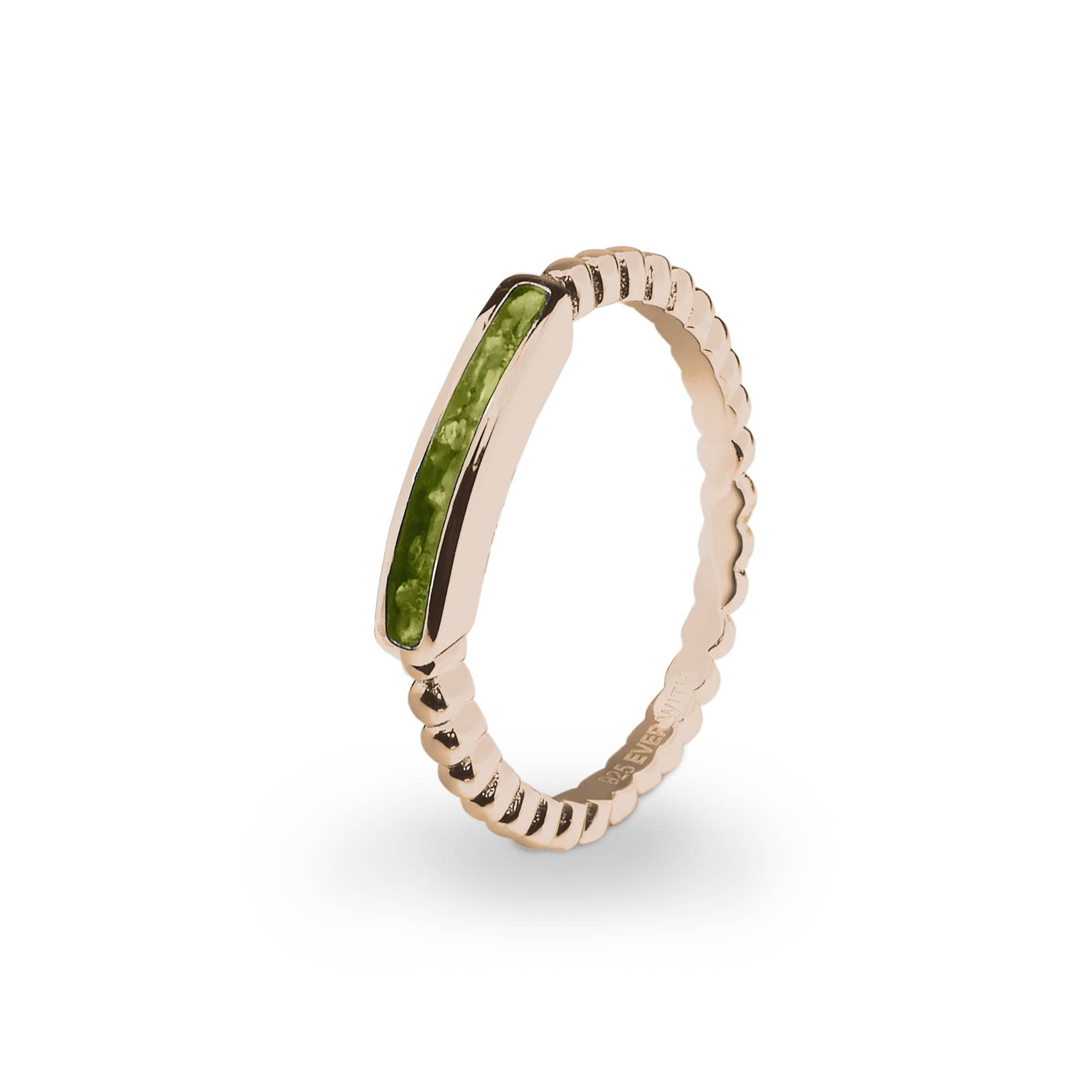 EverWith Ladies Channel Bubble Band Memorial Ashes Ring 9k Rose Gold Green