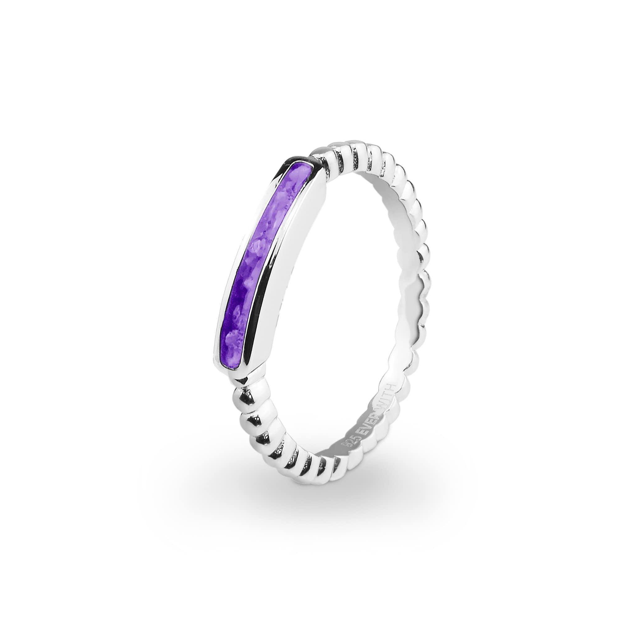 EverWith Ladies Channel Bubble Band Memorial Ashes Ring Purple