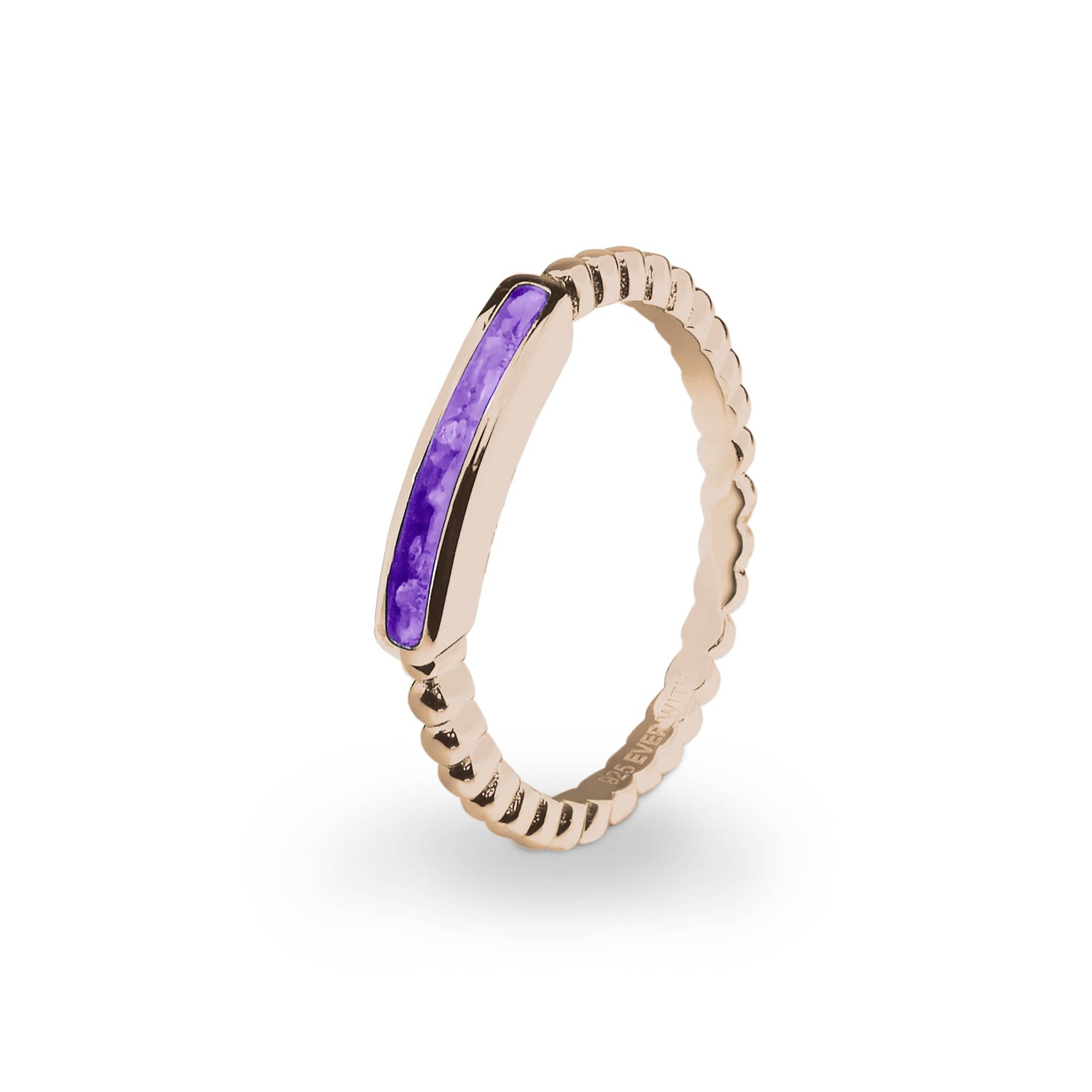 EverWith Ladies Channel Bubble Band Memorial Ashes Ring 9k Rose Gold Purple