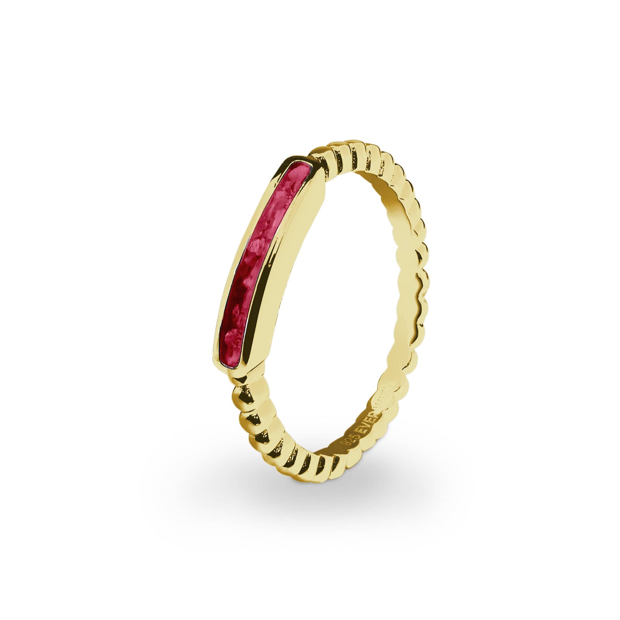 EverWith Ladies Channel Bubble Band Memorial Ashes Ring 9k Yellow Gold Red