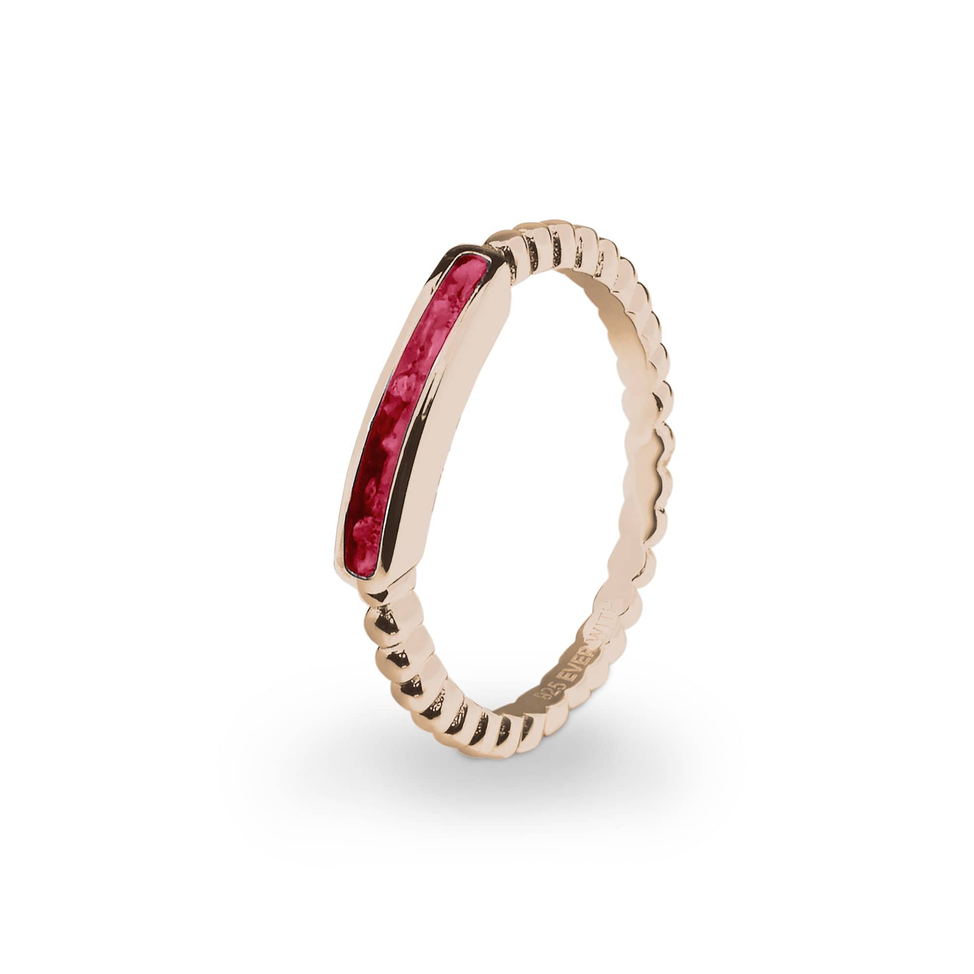 EverWith Ladies Channel Bubble Band Memorial Ashes Ring 9k Rose Gold Red