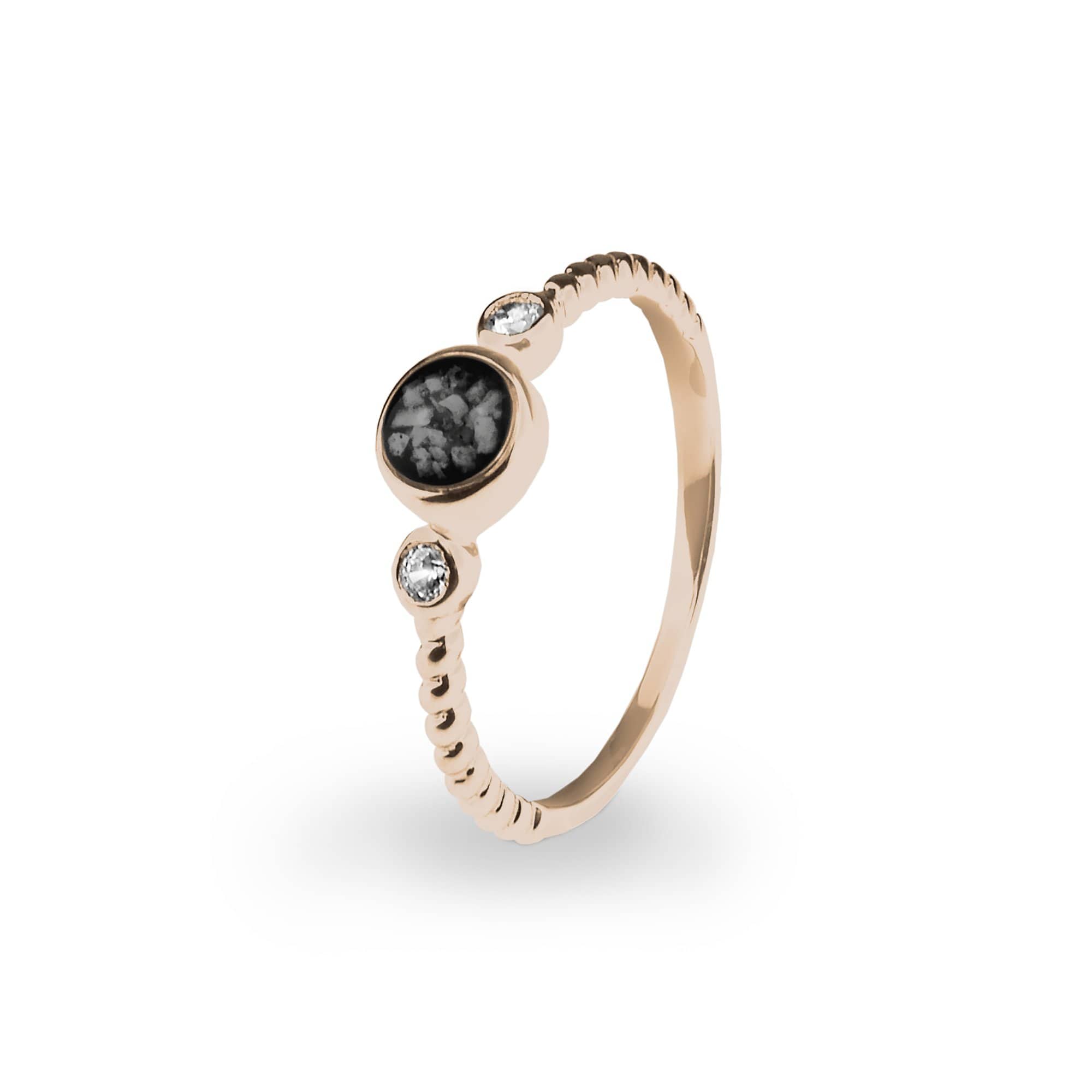 EverWith Ladies Peace Memorial Ashes Ring with Fine Crystals 9k Rose Gold Black