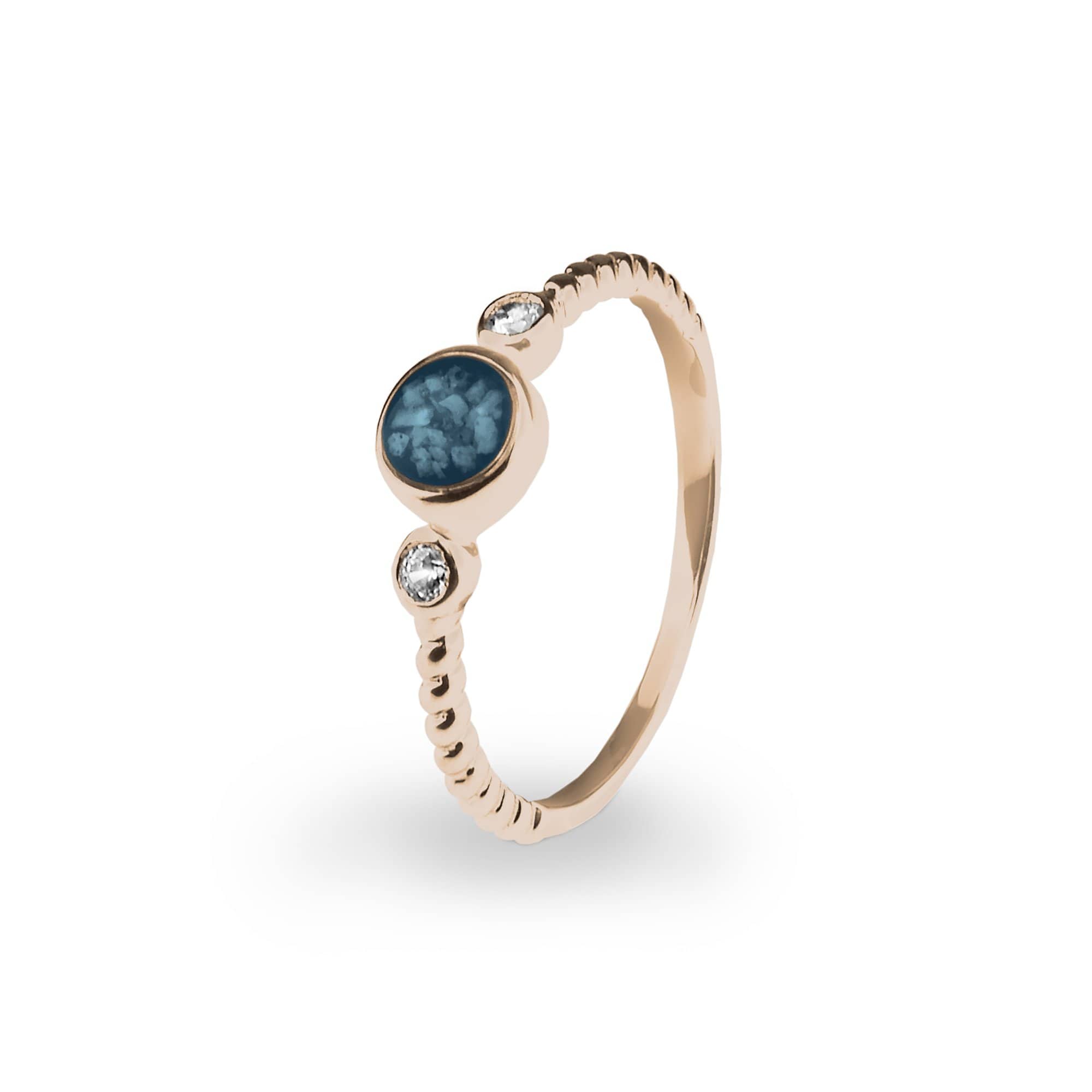 EverWith Ladies Peace Memorial Ashes Ring with Fine Crystals 9k Rose Gold Blue