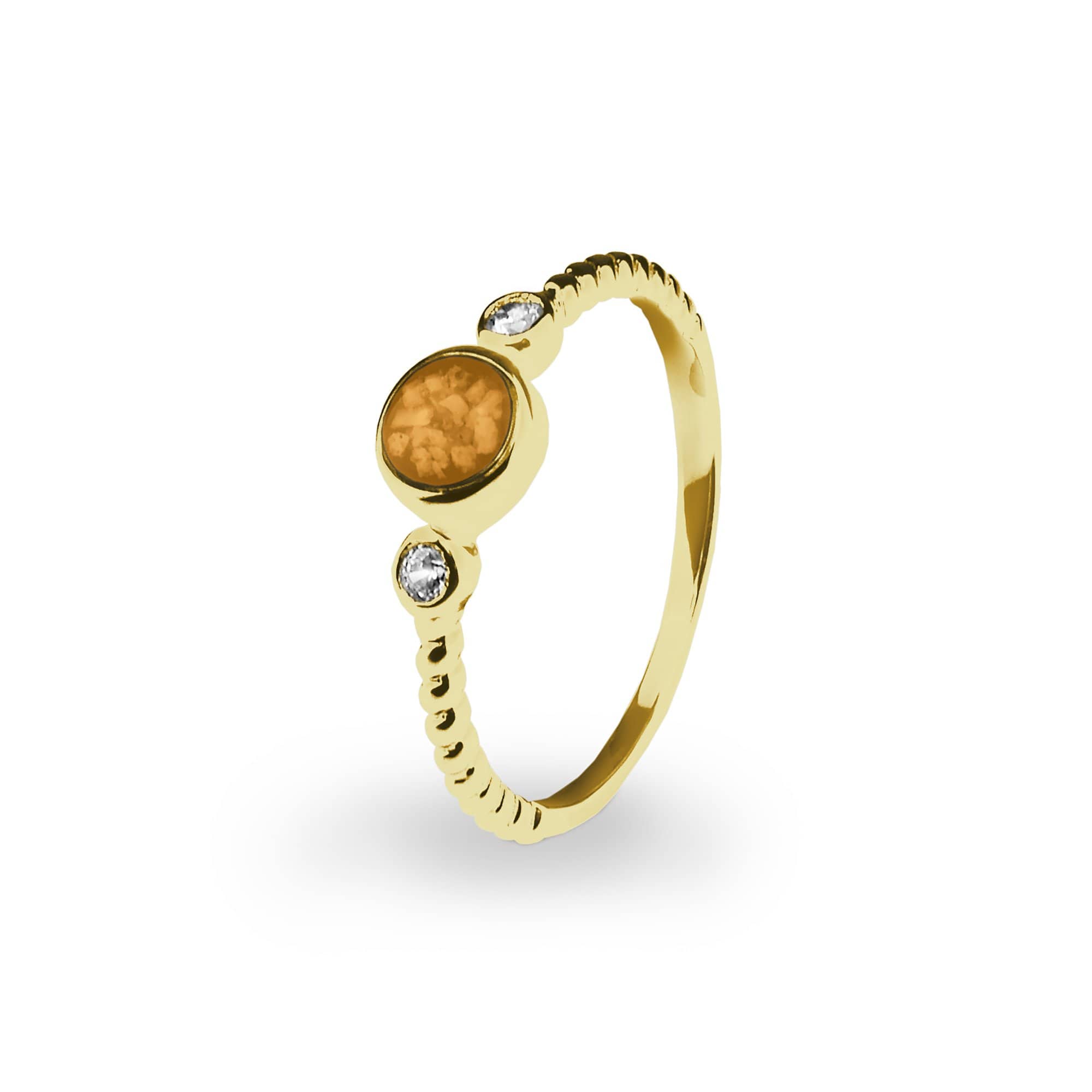EverWith Ladies Peace Memorial Ashes Ring with Fine Crystals 9k Yellow Gold Orange