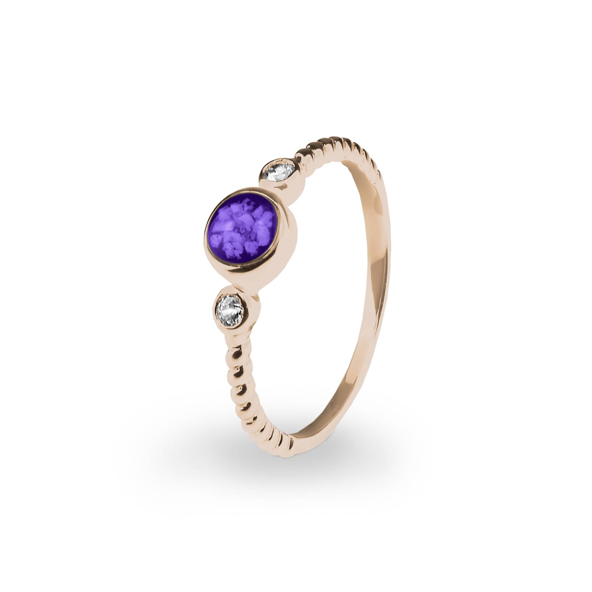 EverWith Ladies Peace Memorial Ashes Ring with Fine Crystals 9k Rose Gold Purple