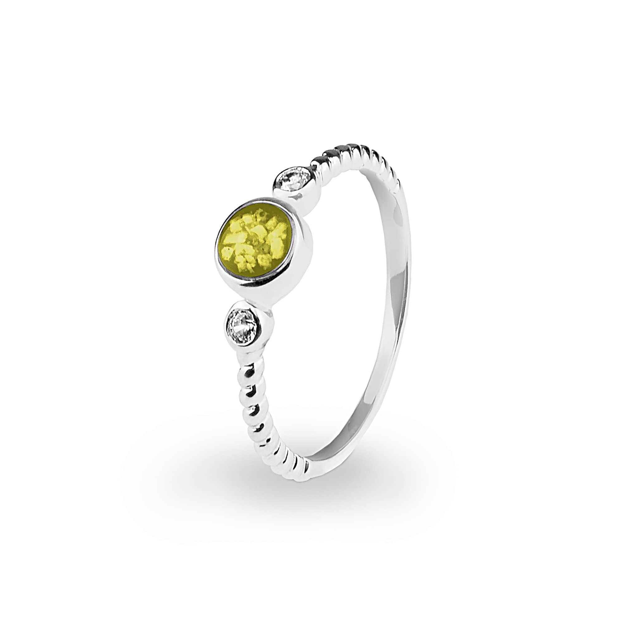 EverWith Ladies Peace Memorial Ashes Ring with Fine Crystals Yellow