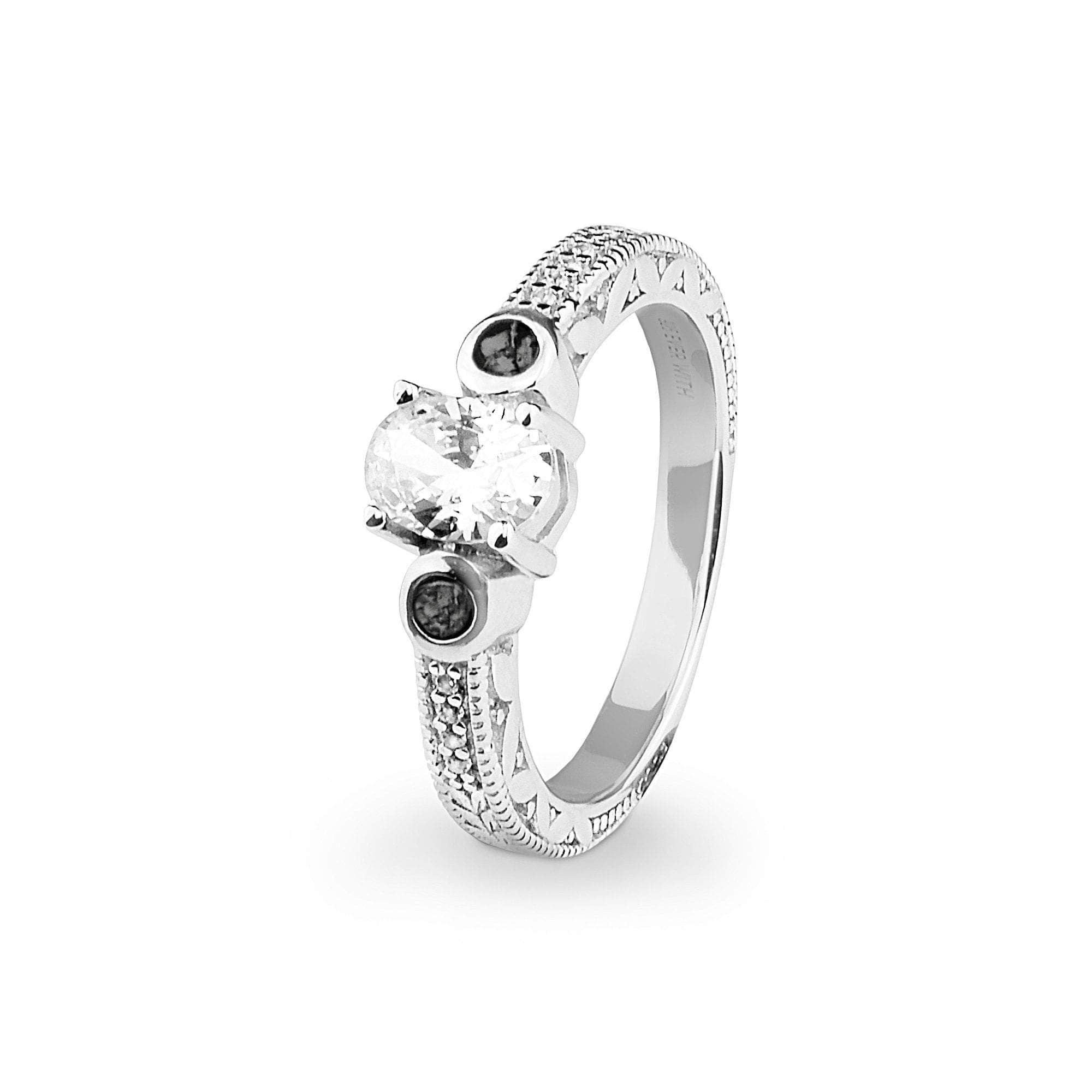 EverWith Ladies Serenity Memorial Ashes Ring with Fine Crystals Black
