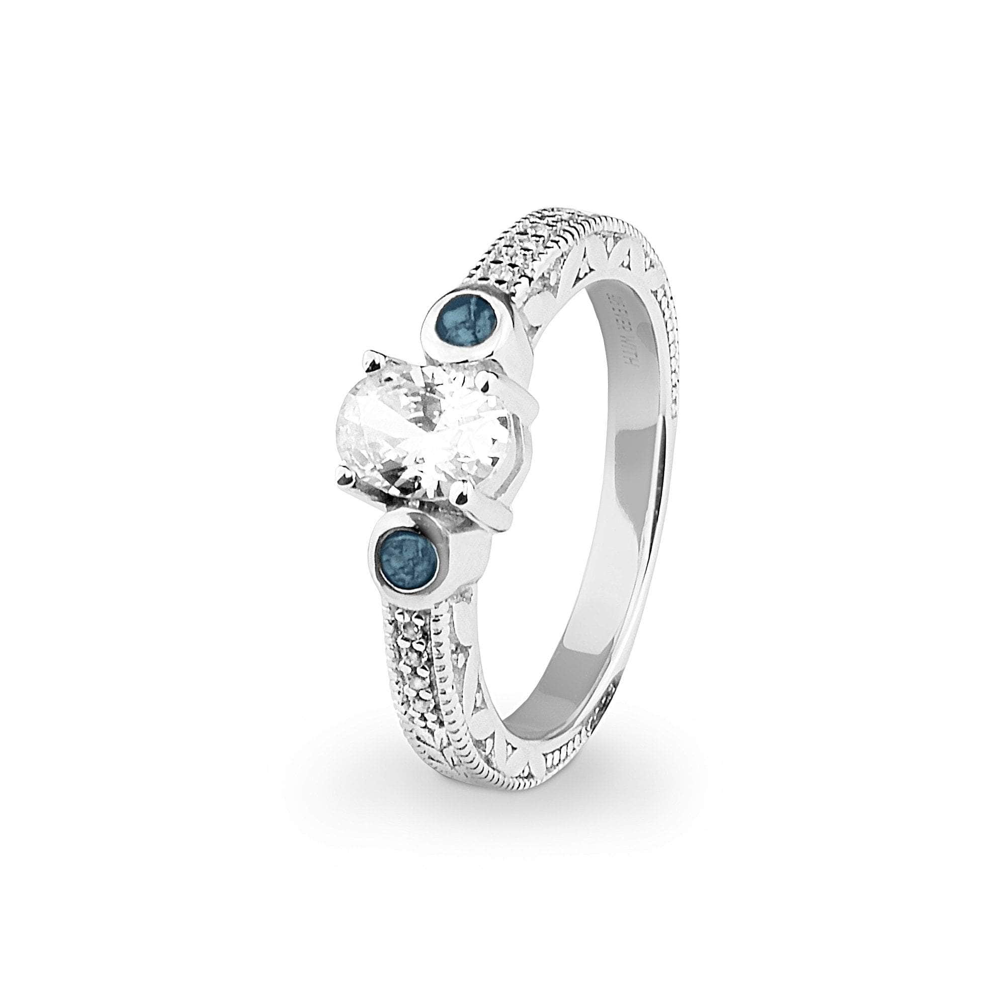 EverWith Ladies Serenity Memorial Ashes Ring with Fine Crystals Blue
