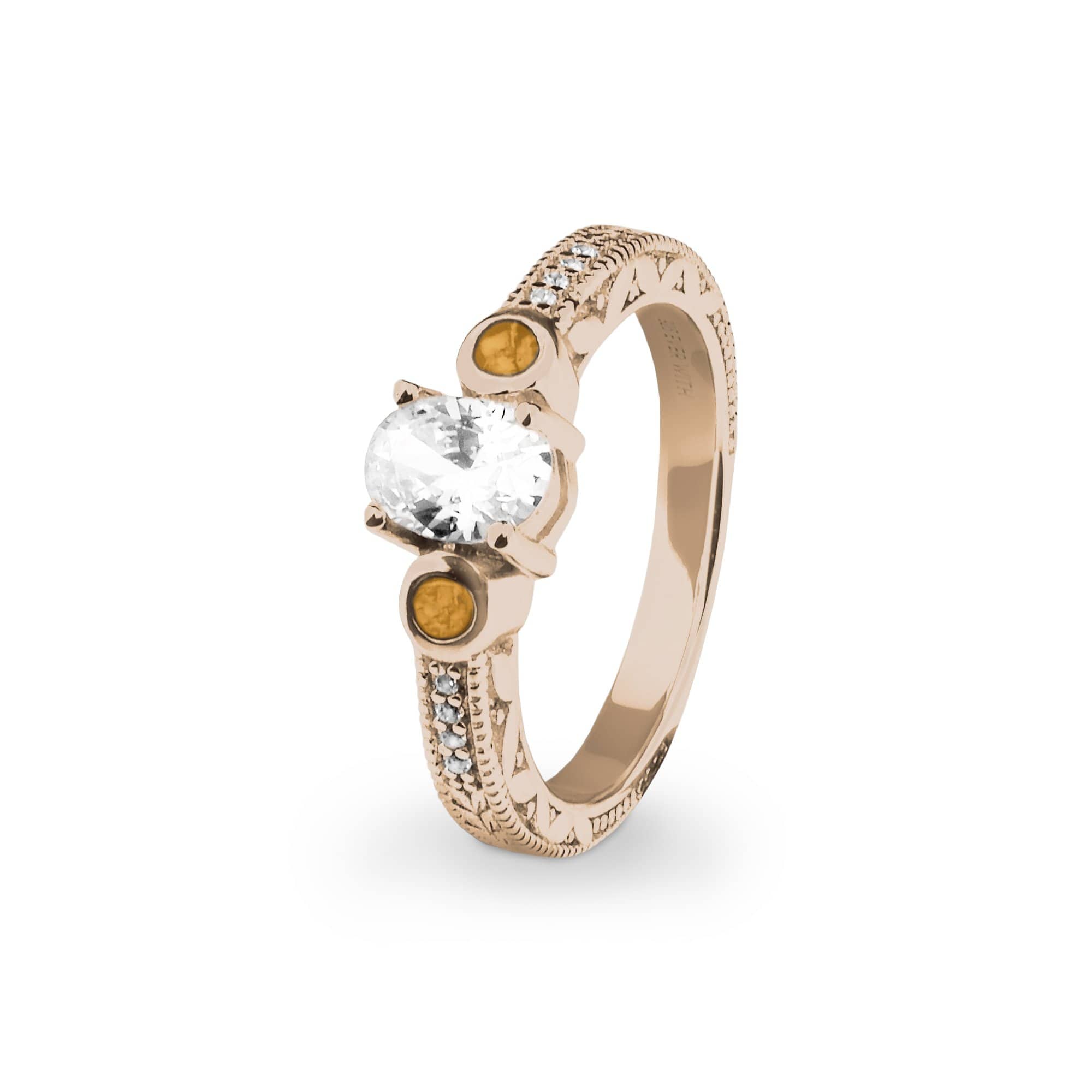 EverWith Ladies Serenity Memorial Ashes Ring with Fine Crystals 9k Rose Gold Orange