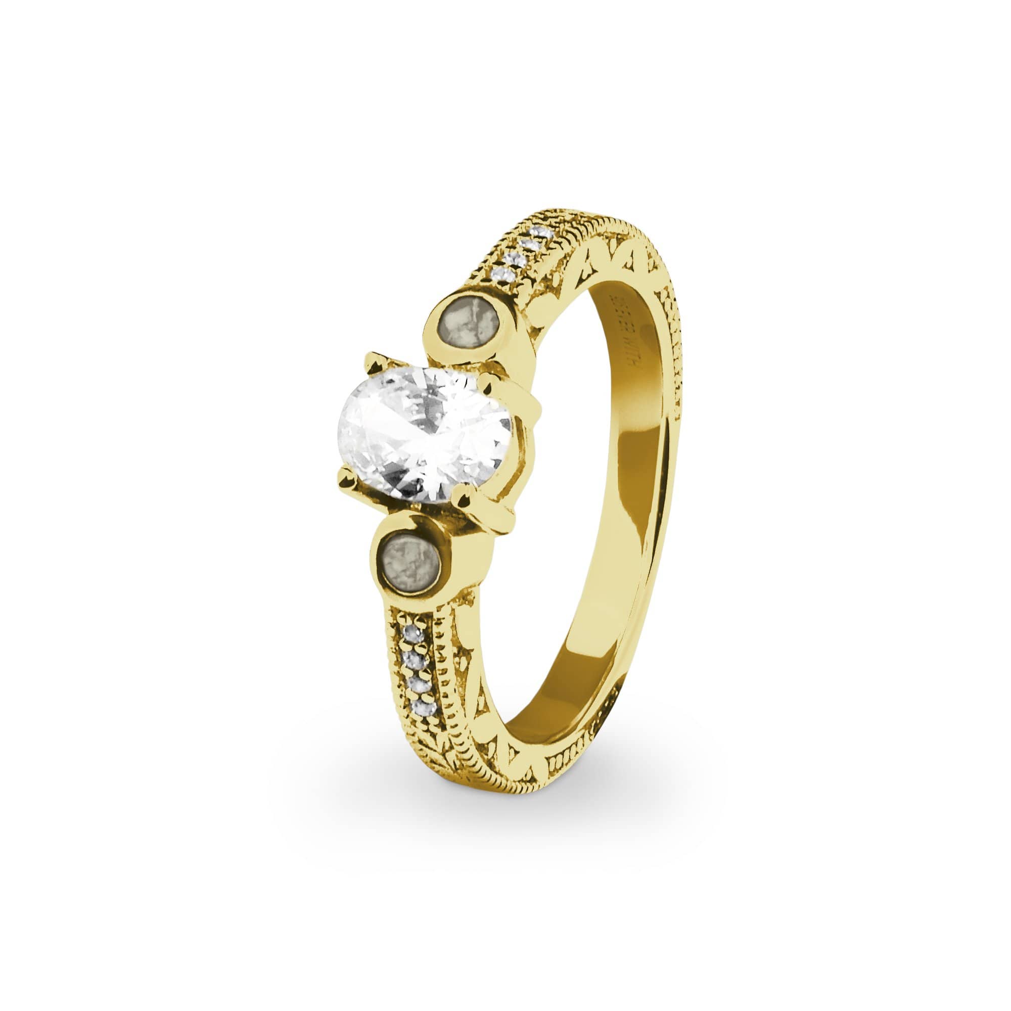 EverWith Ladies Serenity Memorial Ashes Ring with Fine Crystals 9k Yellow Gold Transparent