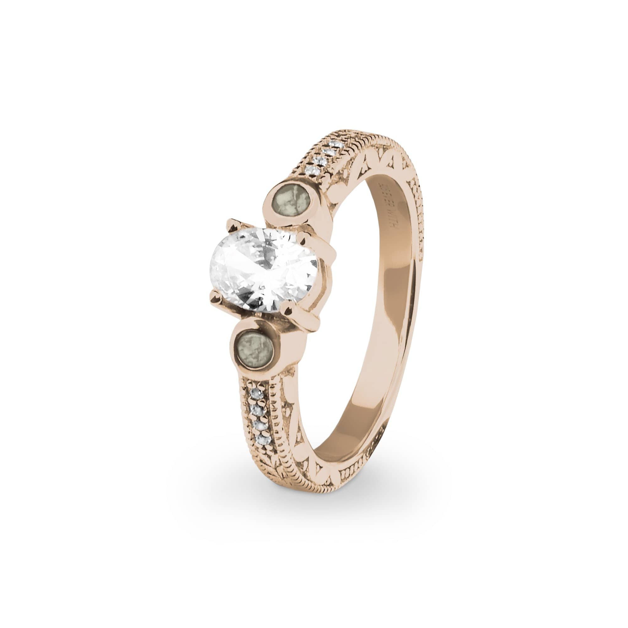 EverWith Ladies Serenity Memorial Ashes Ring with Fine Crystals 9k Rose Gold Transparent