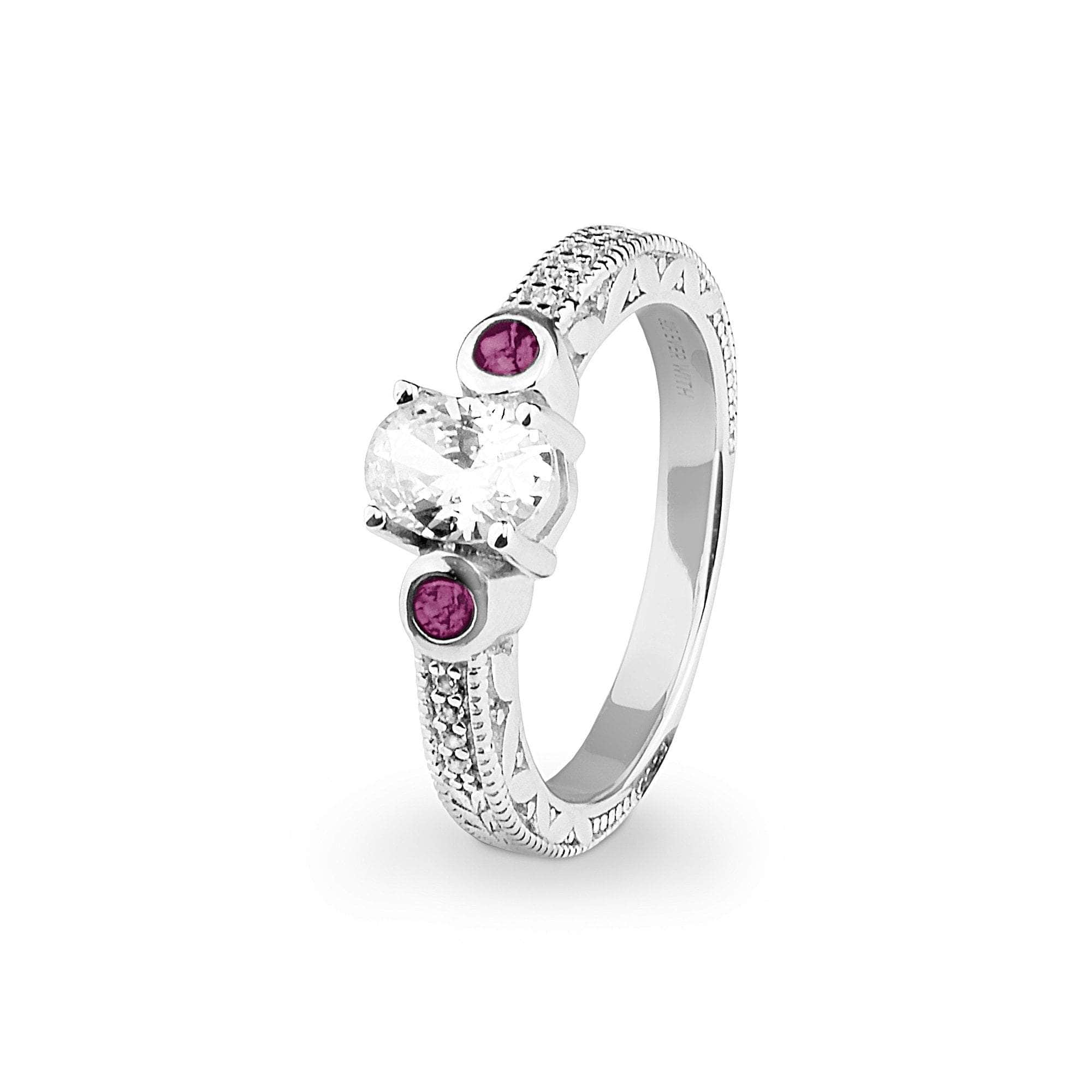 EverWith Ladies Serenity Memorial Ashes Ring with Fine Crystals Violet