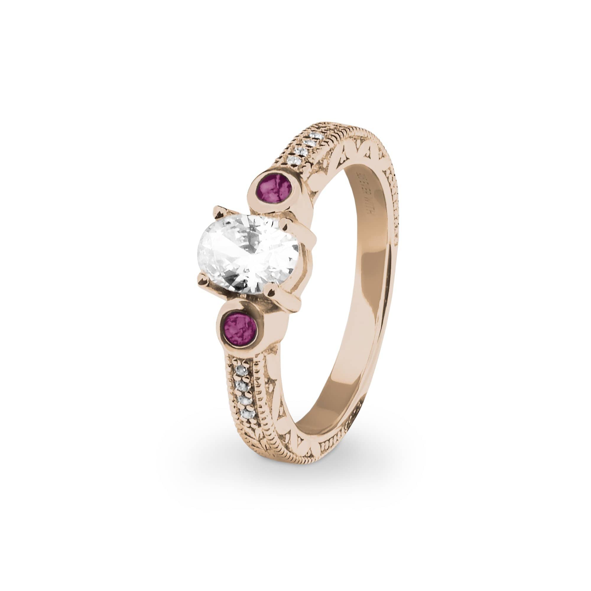 EverWith Ladies Serenity Memorial Ashes Ring with Fine Crystals 9k Rose Gold Violet