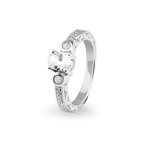 EverWith Ladies Serenity Memorial Ashes Ring with Fine Crystals