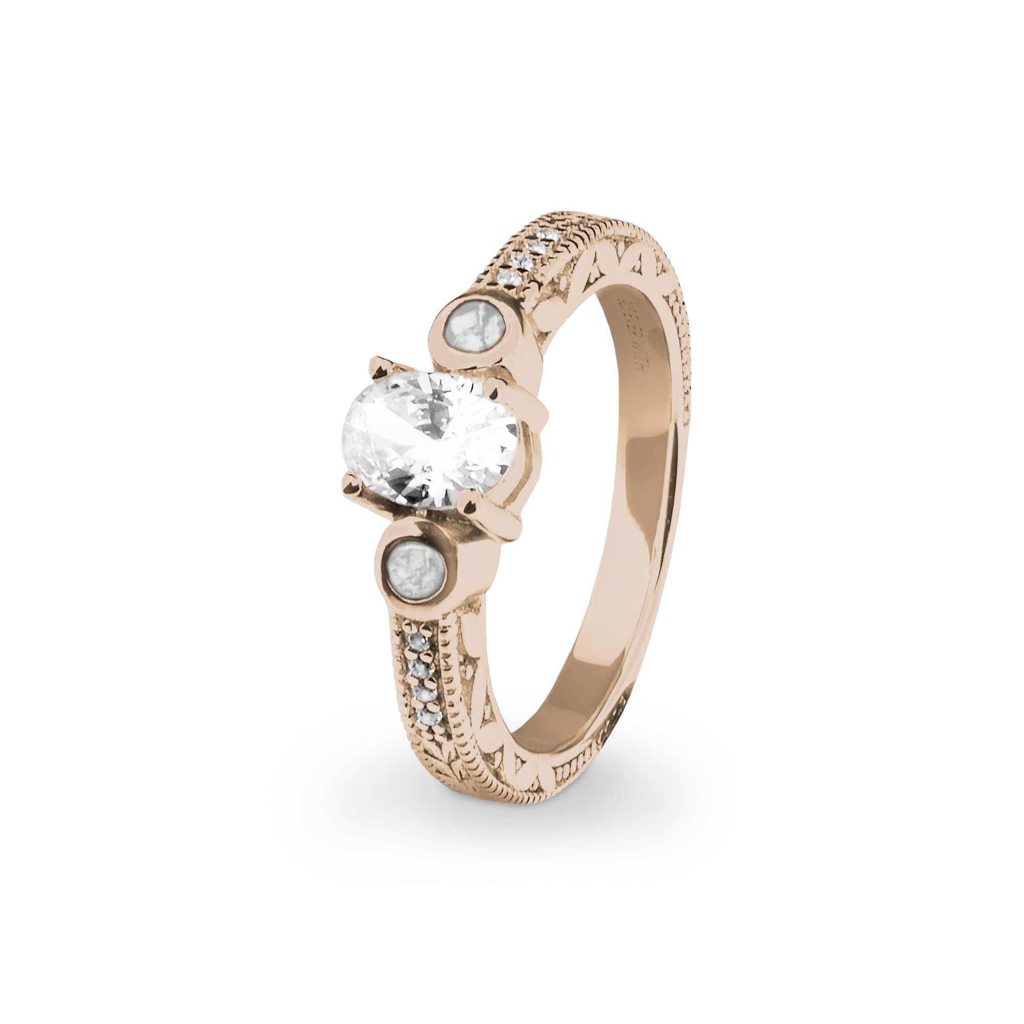 EverWith Ladies Serenity Memorial Ashes Ring with Fine Crystals 9k Rose Gold White