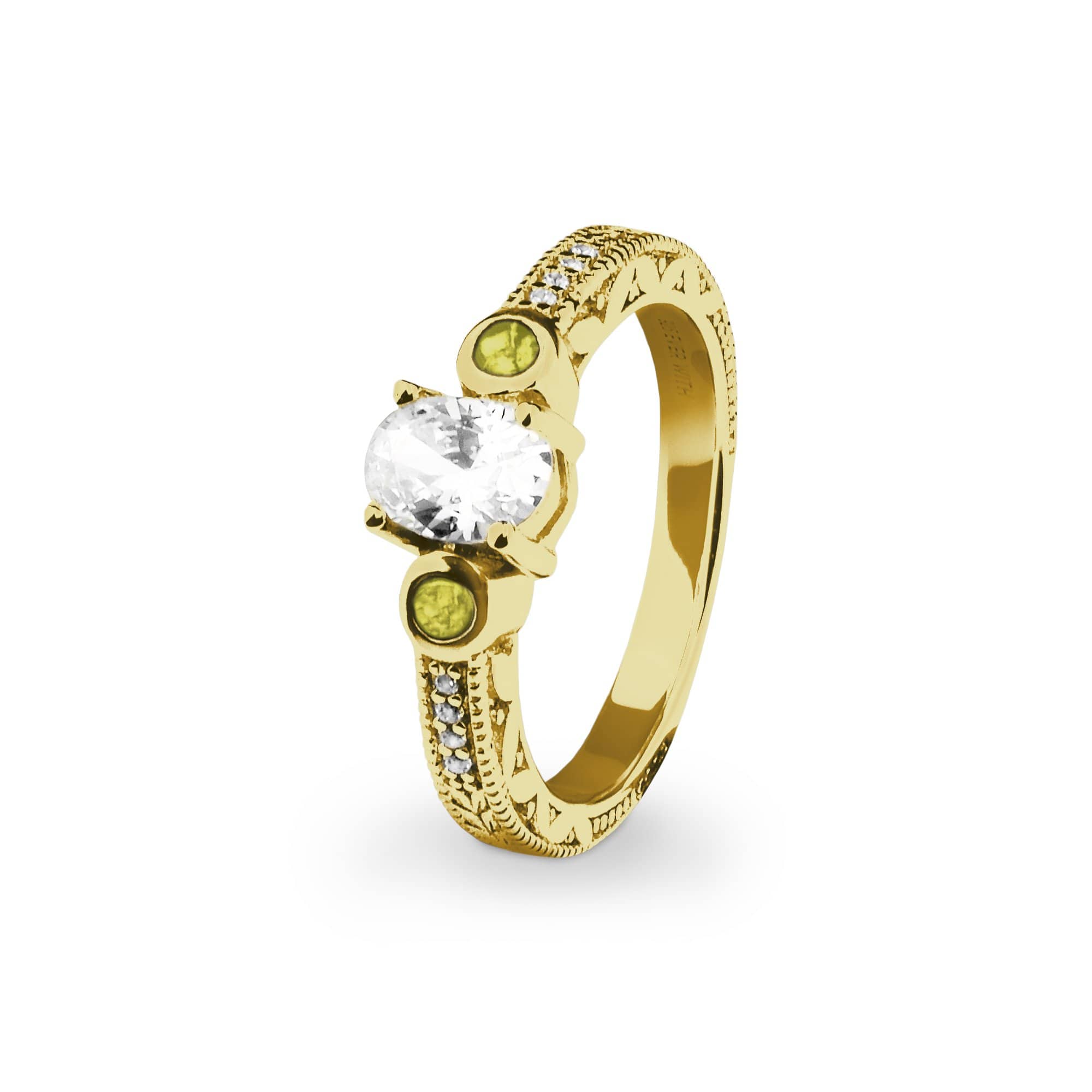 EverWith Ladies Serenity Memorial Ashes Ring with Fine Crystals 9k Yellow Gold Yellow