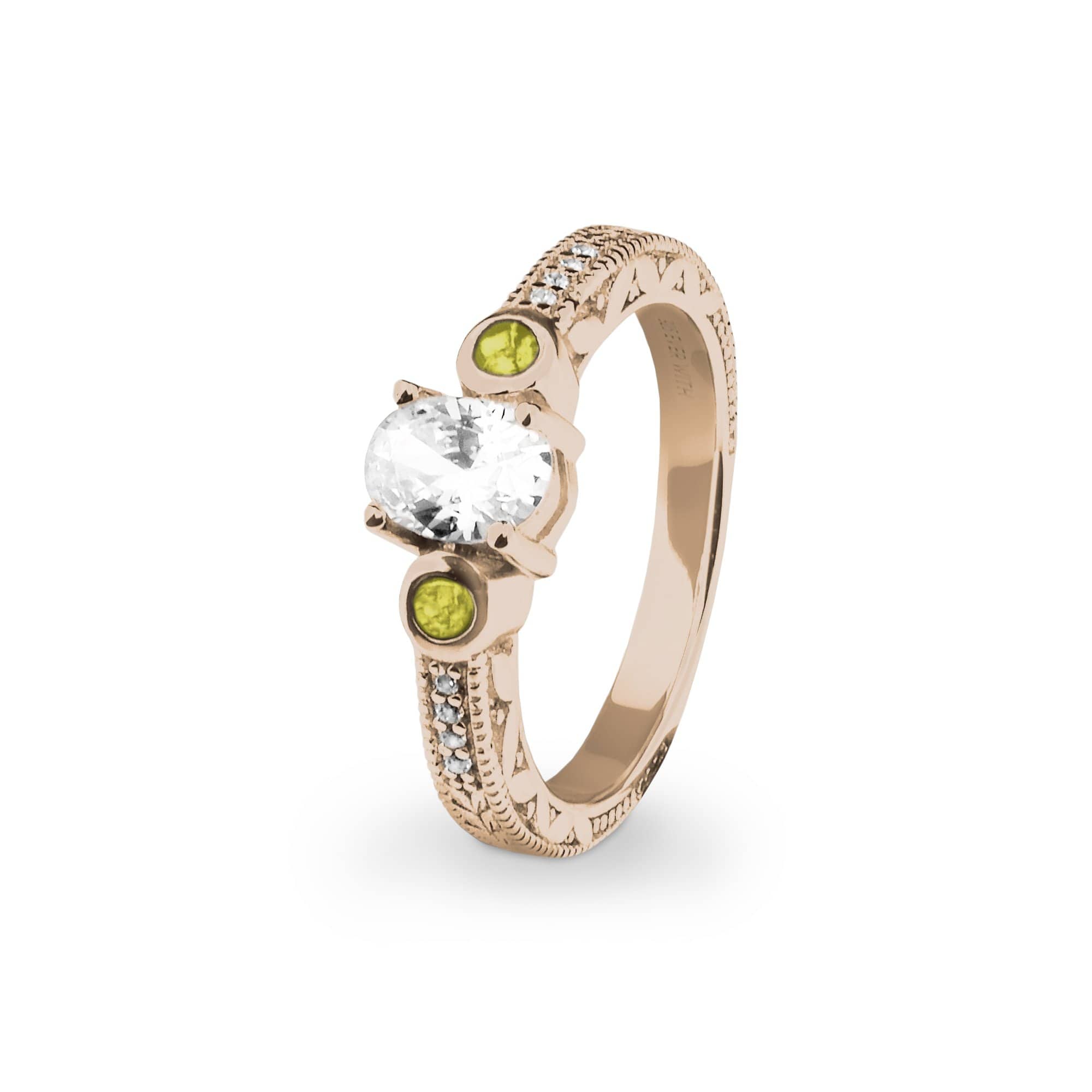 EverWith Ladies Serenity Memorial Ashes Ring with Fine Crystals 9k Rose Gold Yellow