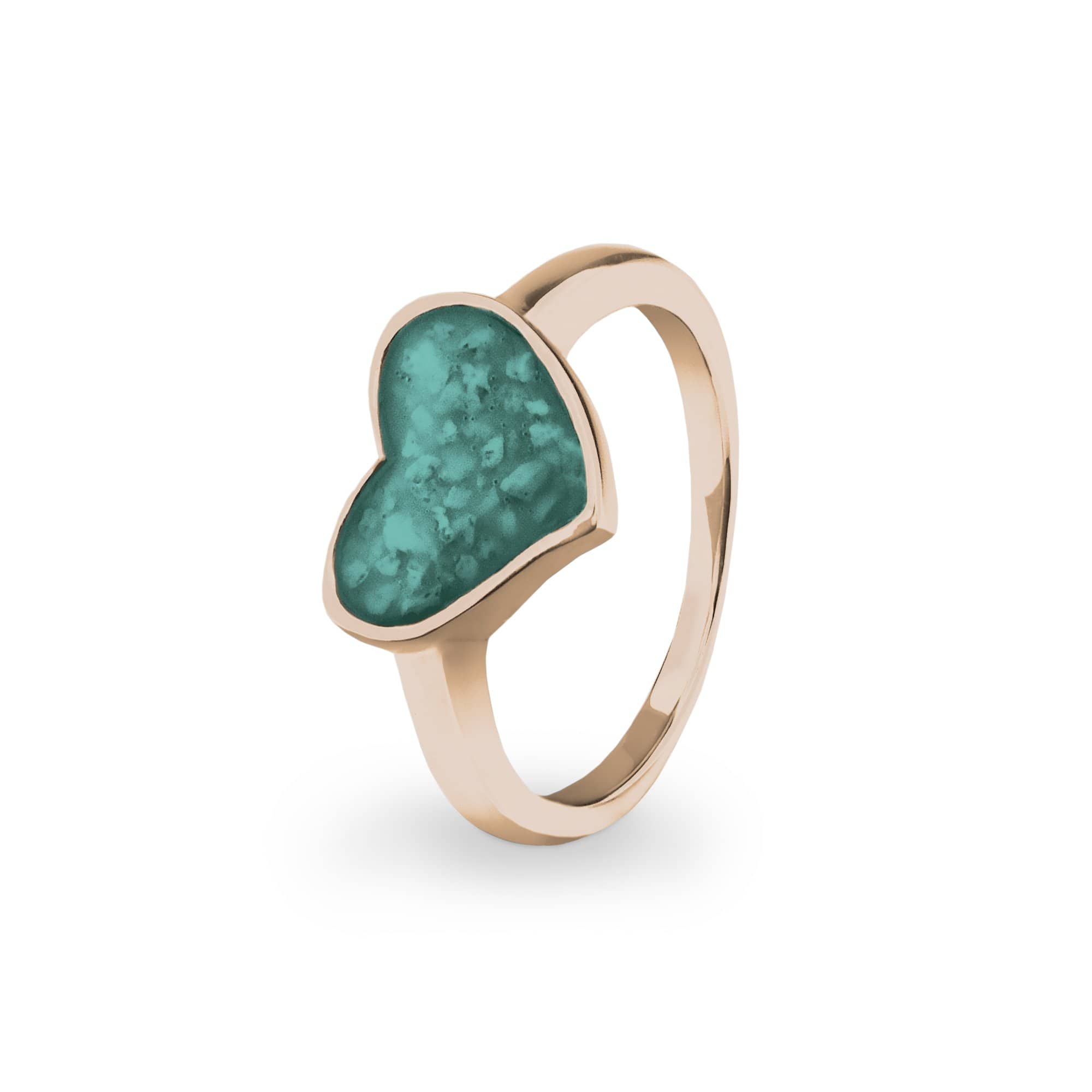 EverWith Ladies Oversized Heart Memorial Ashes Ring 9k Rose Gold Aqua
